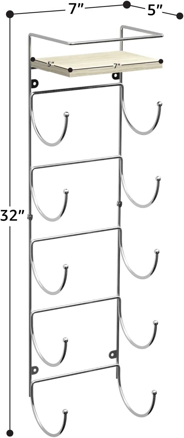 Alt View 1. Sorbus - Sorbus Bathroom Towel Holder - 5 Tier Metal Towel Rack with Wood Shelf for Rolled Bath Towels, Washcloths, Linens - Silver.