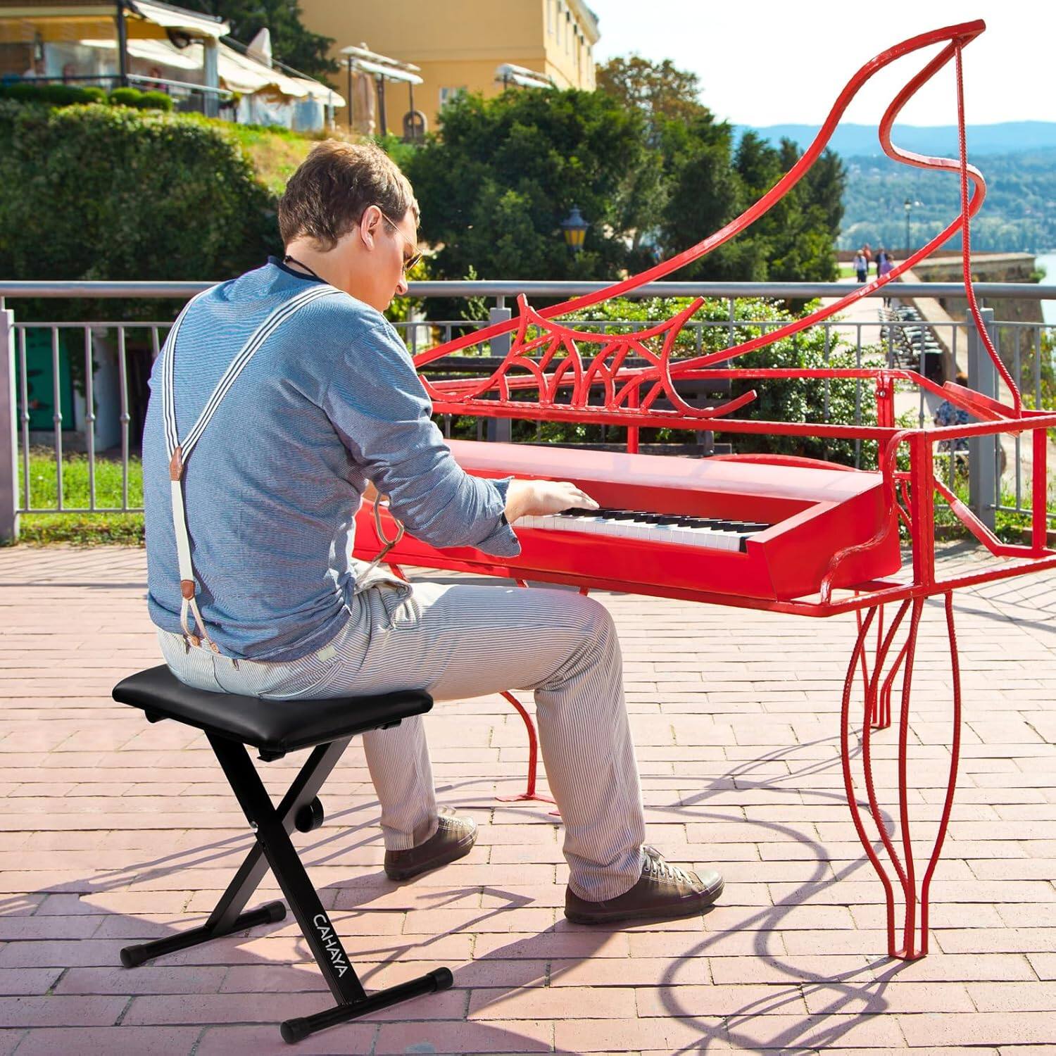 Alt View 3. CAHAYA - CAHAYA Keyboard Bench X-Style 16.3-19.6in Padded Cushion Piano Stool Bench Chair for Keyboards Piano CY0257.