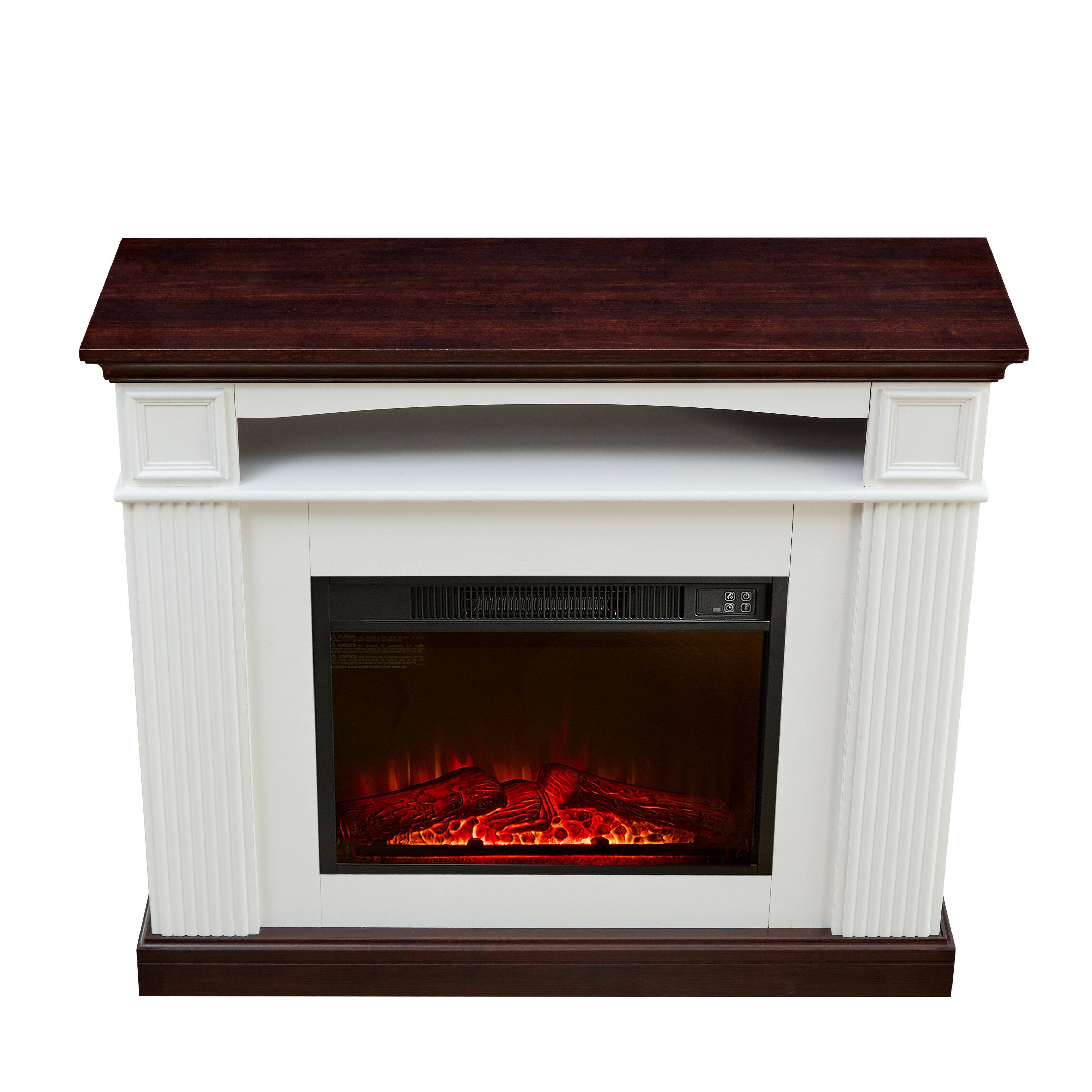 Front. Tiramisubest - Electric fireplace with mantel shelf,freestanding fireplace heater with LED flame,23-inch fireplace insert in firebox - Cherry,White.