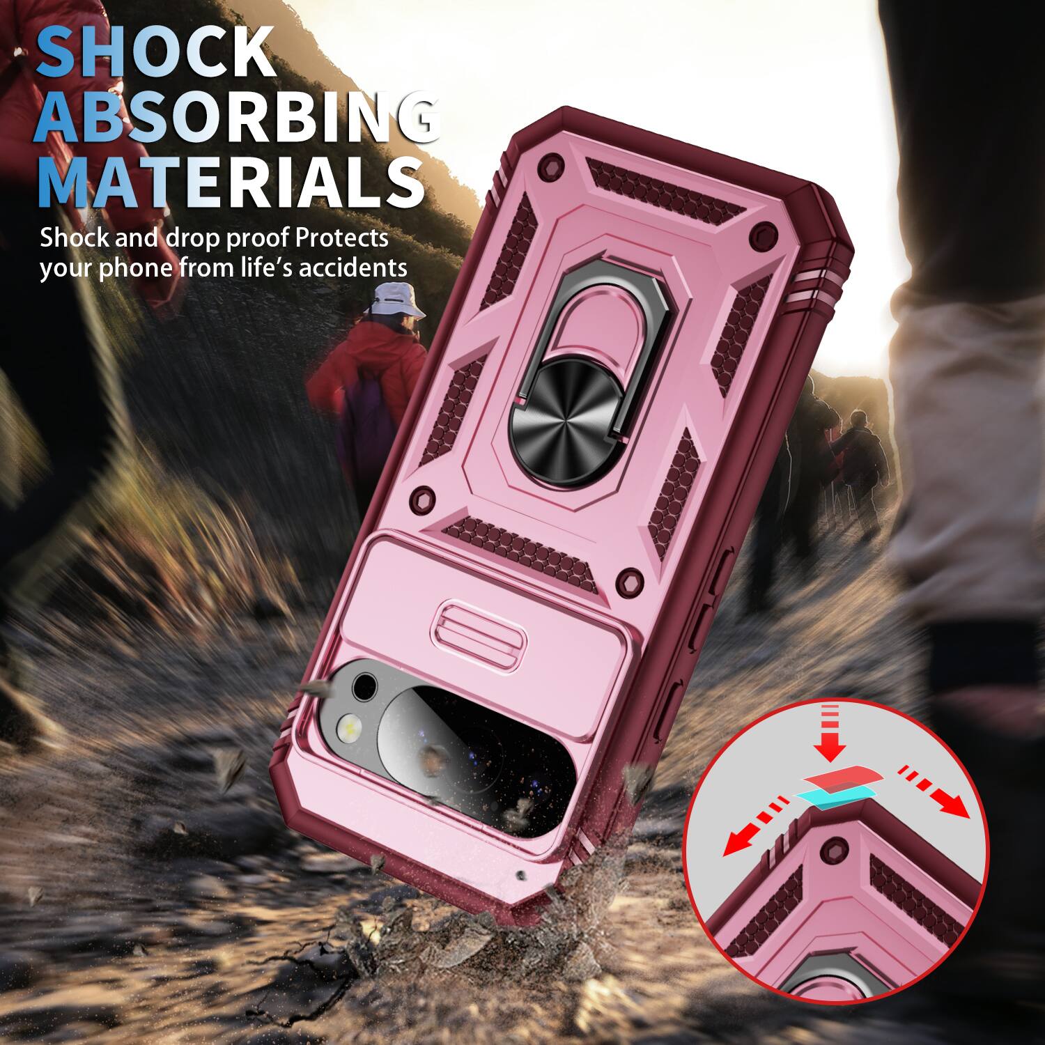 SHOCK ABSORBING MATERIALS  
Shock and drop proof  
Protects your phone from life's accidents