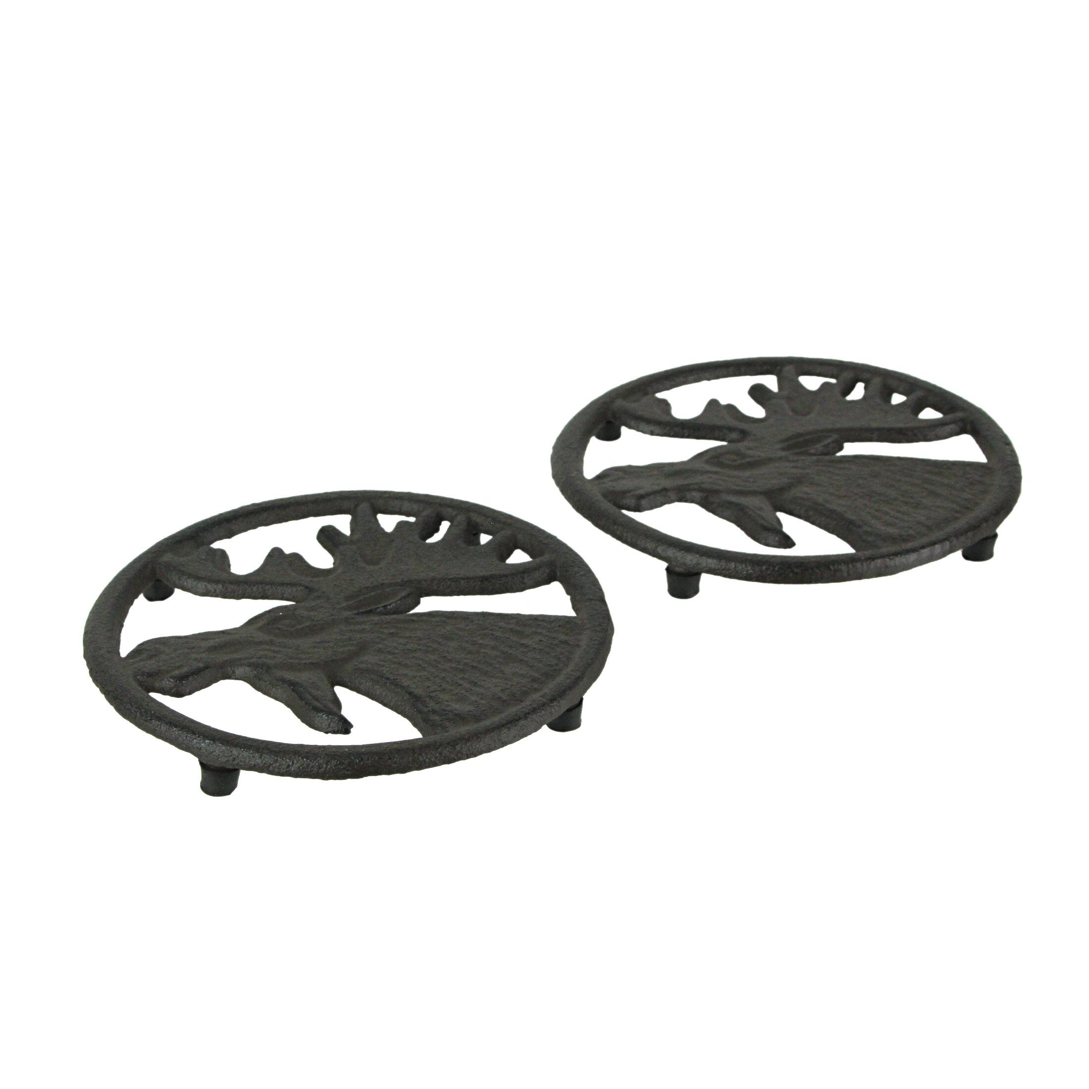 Alt View 1. Things2Die4 - Set of 2 Cast Iron Moose Trivets Decorative Kitchen Home Decorations Lodge Decor - Brown.
