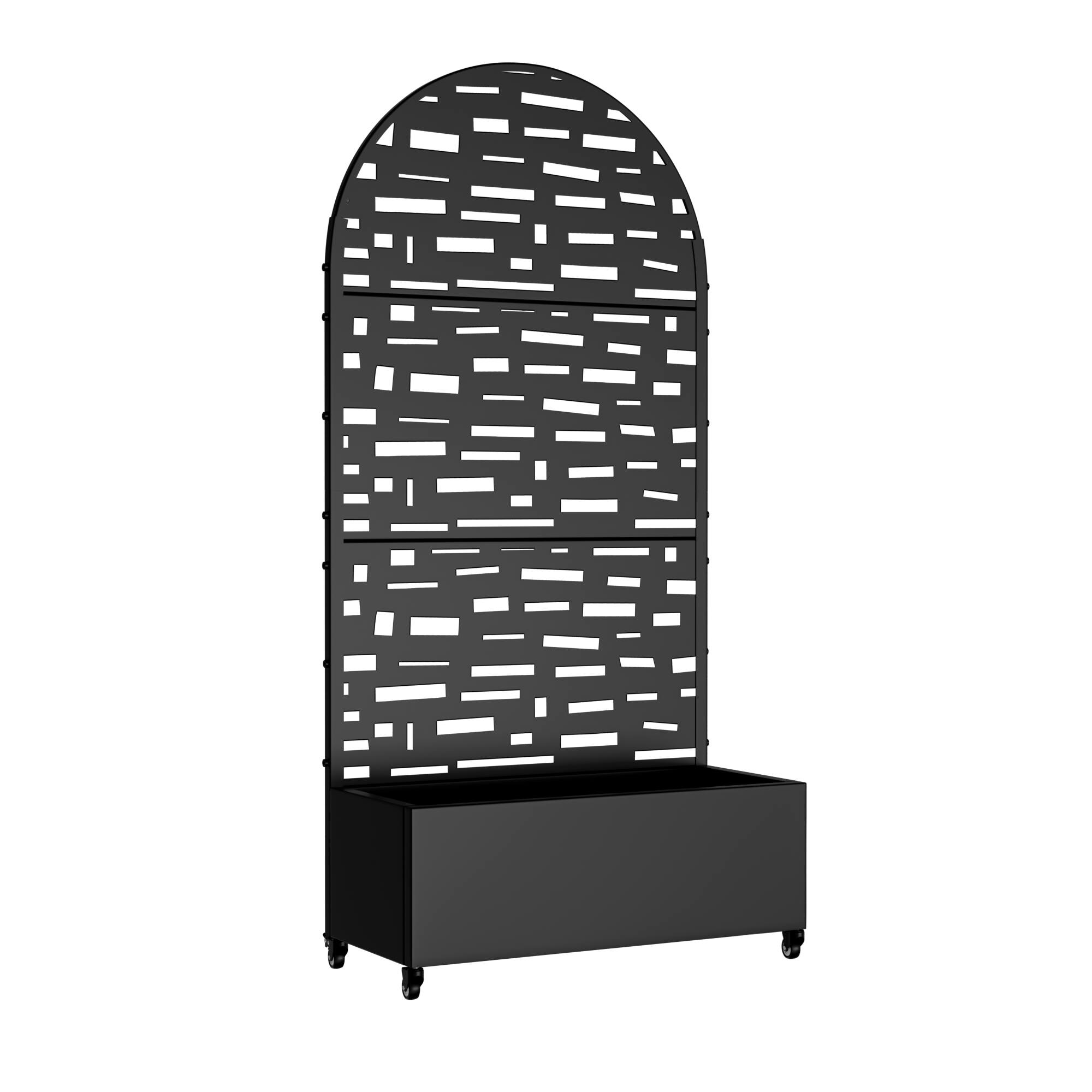 Angle. PexFix - 72 in. H x 35 in. W Gerald Pattern Arch Metal Planter Box Raised Garden Beds with Trellis-Ideal for Balcony - Black.