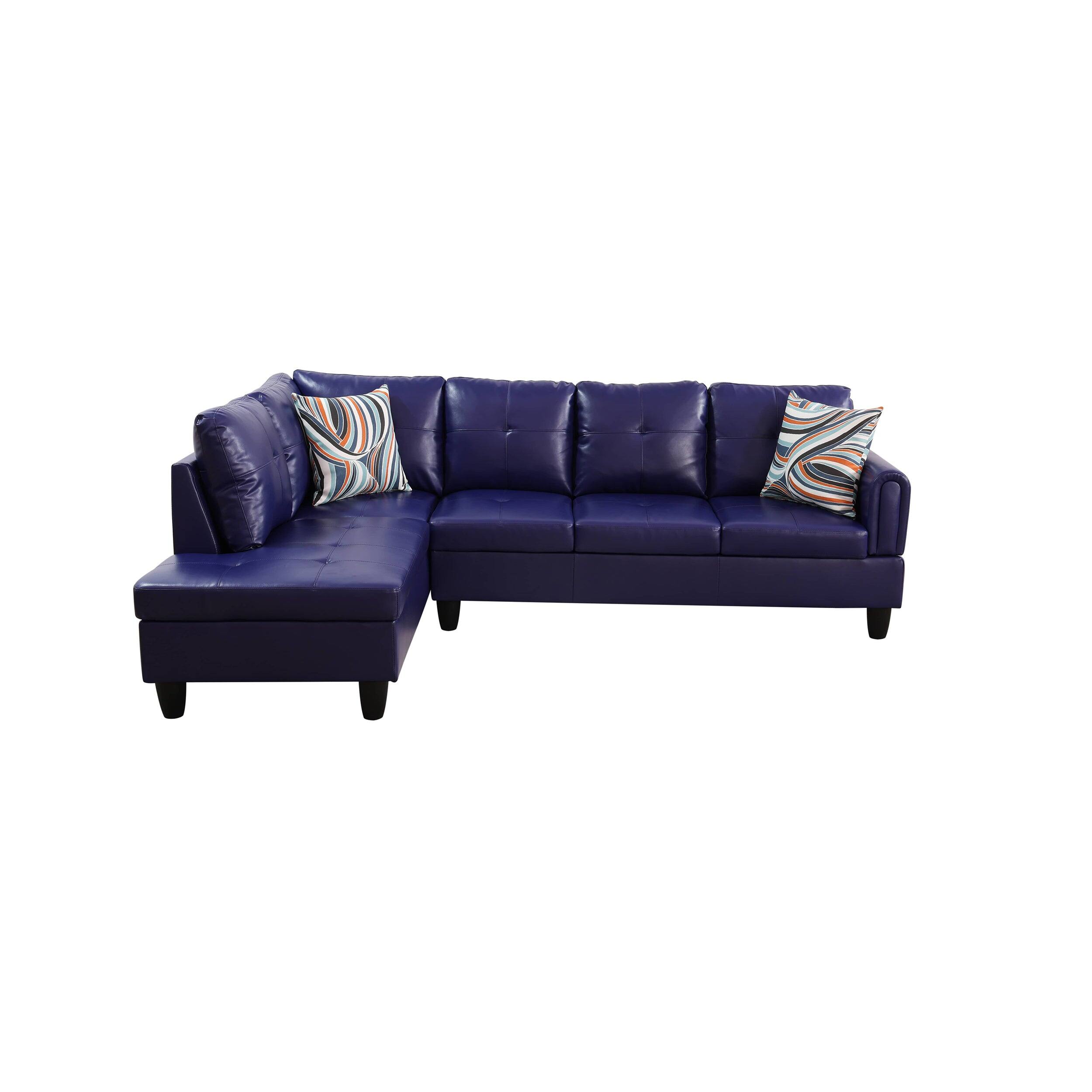 Alt View 4. Boyel Living - Premium Semi PU Upholstered Sofa Solid Wood Frame Double Spring with Left Chaise Lounge - Deep Purple.
