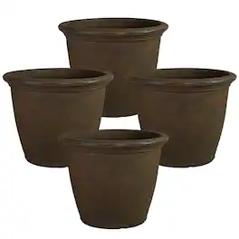 Sunnydaze - 20 in Anjelica Dual-Wall Polyresin Planter - Set of 4 - Rust