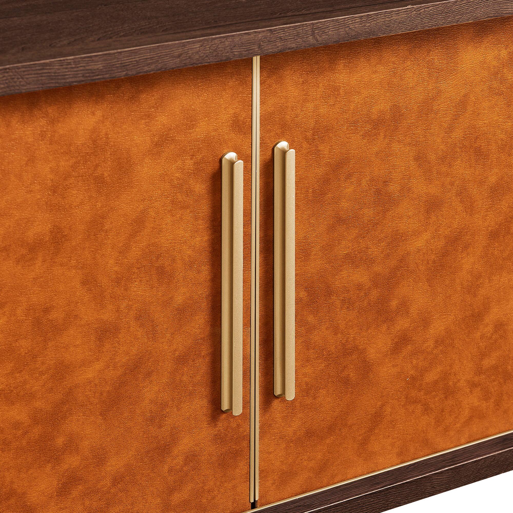 Alt View 4. Modway - Coralie Curved 71" Vegan Leather Oval TV Stand by Modway - Walnut Tan.