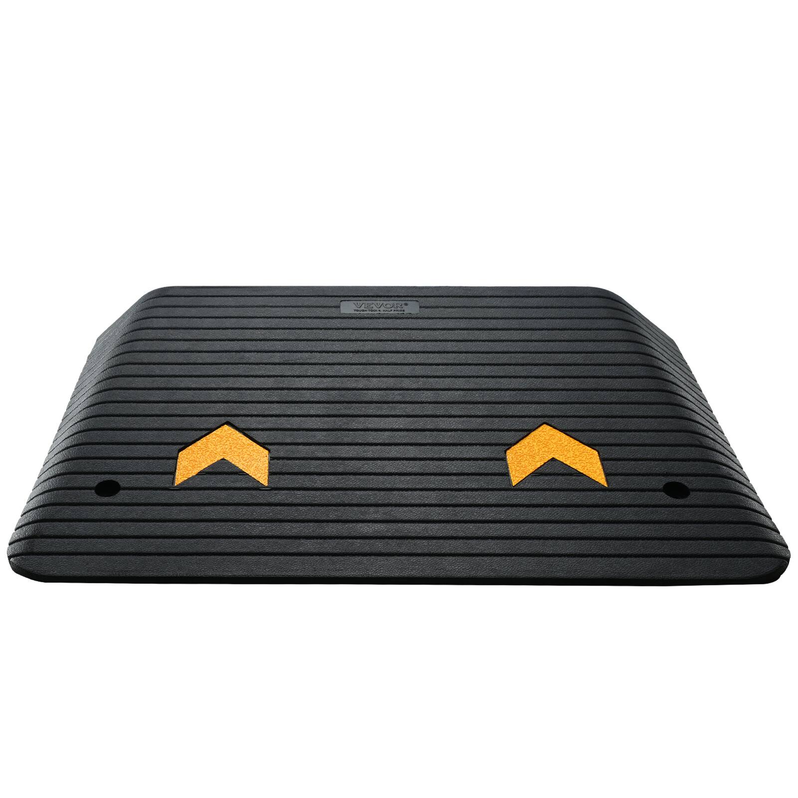 Alt View 4. VEVOR - Upgraded Rubber Threshold Ramp, 4" Rise Door Ramp with 1 Channel, Natural Rubber Car Ramp with Non-Slip Textured Surface - Black.
