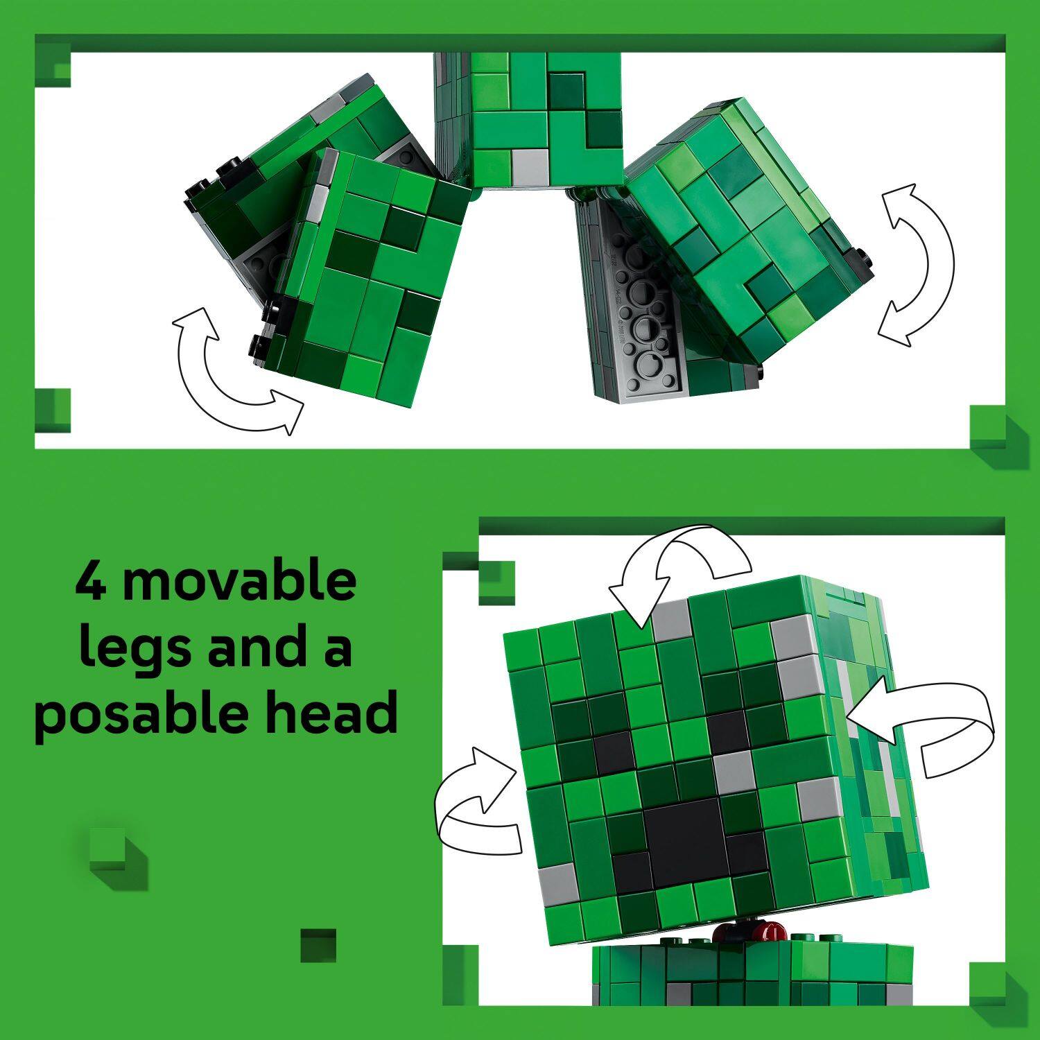 4 movable legs and a posable head