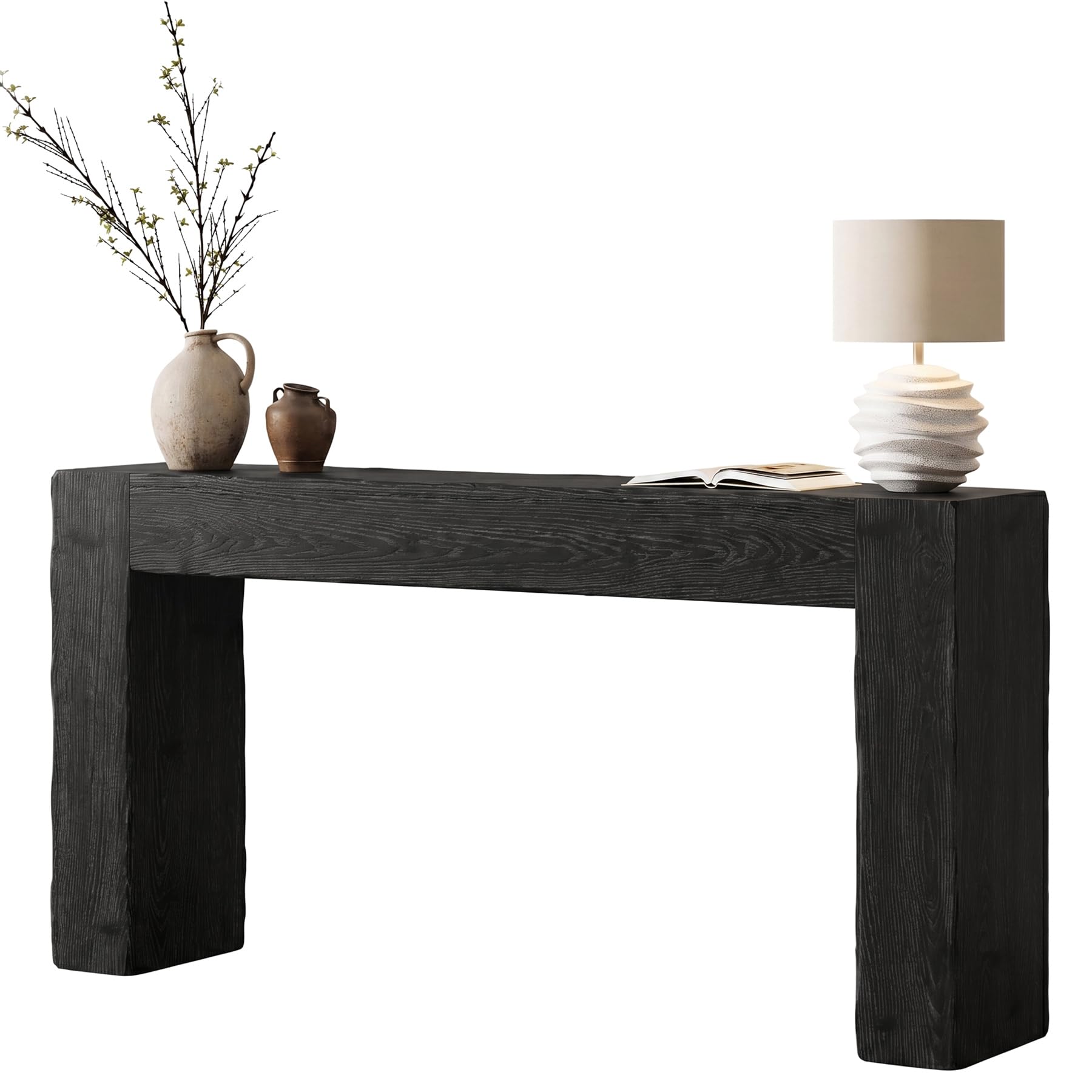 Alt View 4. Tribesigns - 63-Inch Solid Wood Console Sofa Table, Farmhouse Long Entryway Table Behind Couch for Living Room, Entrance, Hallway, Fo - Black.
