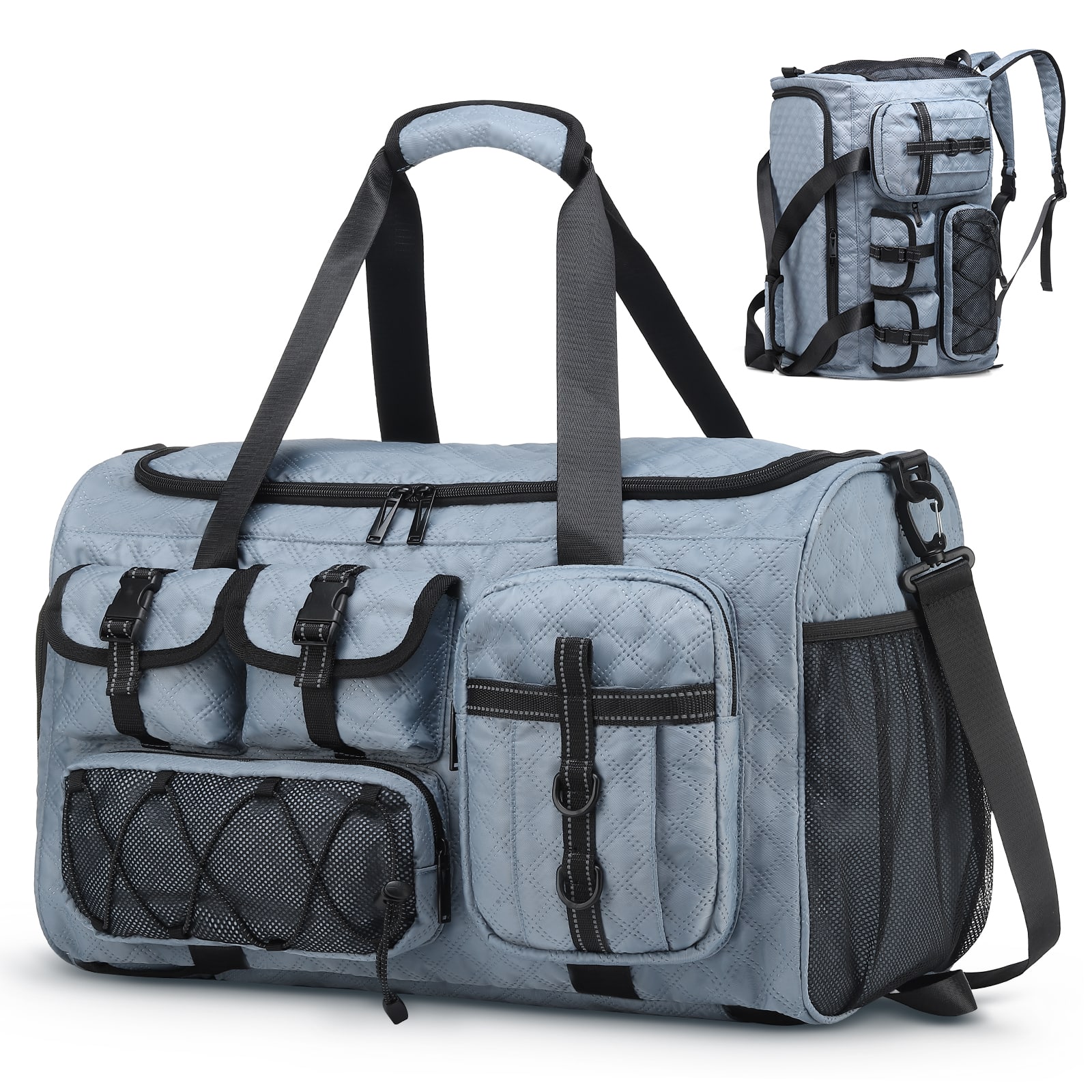 Unique Bargains - Gym Bag for Men Women 40L Sport Duffel Bag Anti-Theft Overnight Backpack W/Shoe Compartment for Fitness Travel - Blue