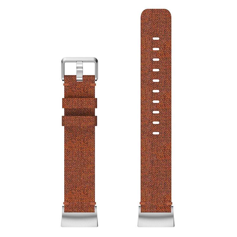 Left. StrapsCo - Everyday Canvas Strap Nylon Watch Band For Fitbit Charge 6 - Coffee.