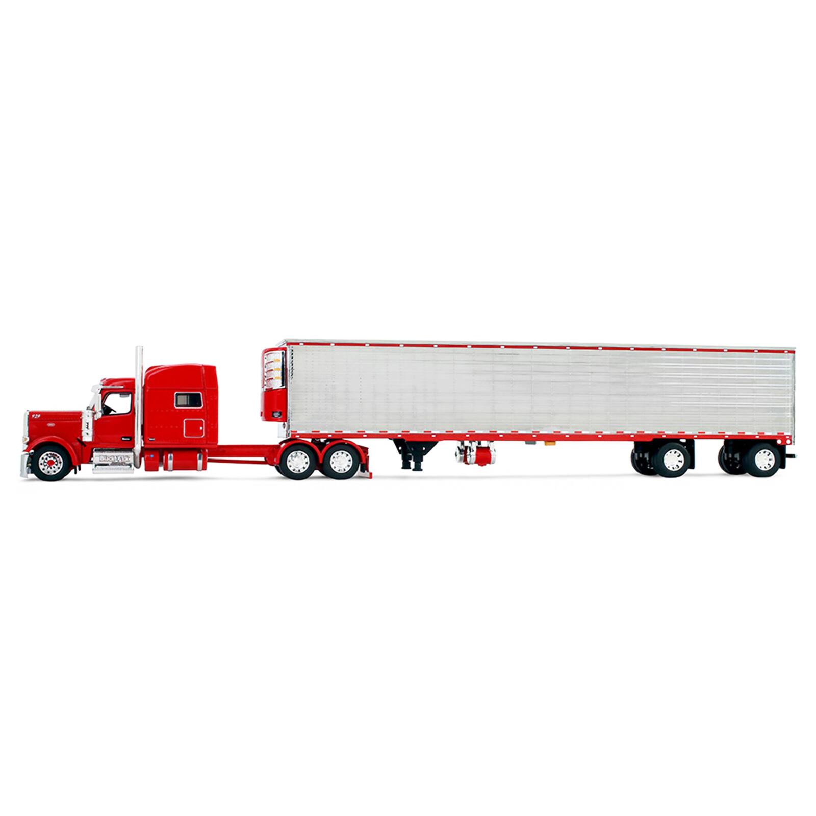 Alt View 2. First Gear - Peterbilt 589 with 78" Mid-Roof Sleeper and 53' Trailer w/ Reefer Red 1/64 Diecast Model by DCP/First Gear.