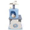 Front. Costway - Costway 31.5" Cute Modern Cat Tree with Condo Top Perch Jute Scratching Posts Hanging Toy - Blue.