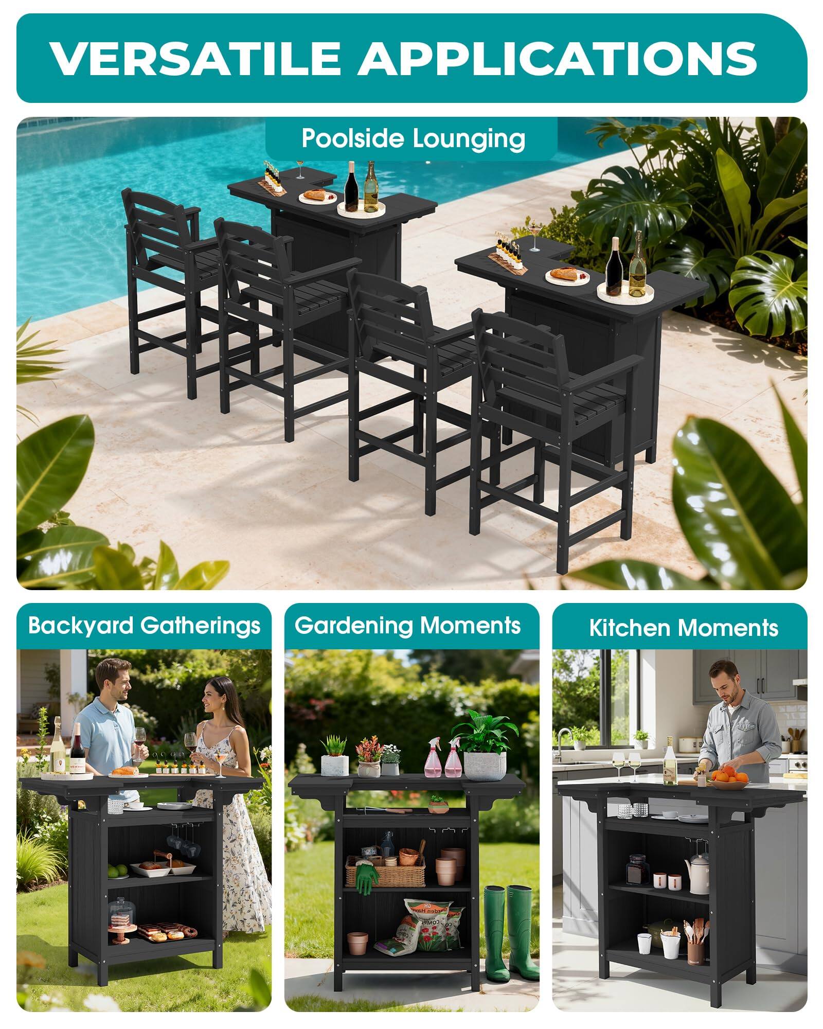 VERSATILE APPLICATIONS

Poolside Lounging

Backyard Gatherings

Gardening Moments

Kitchen Moments