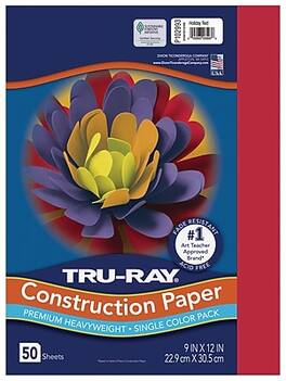 Tru-Ray - 9" x 12" Construction Paper, 50 Sheets - Holiday Red