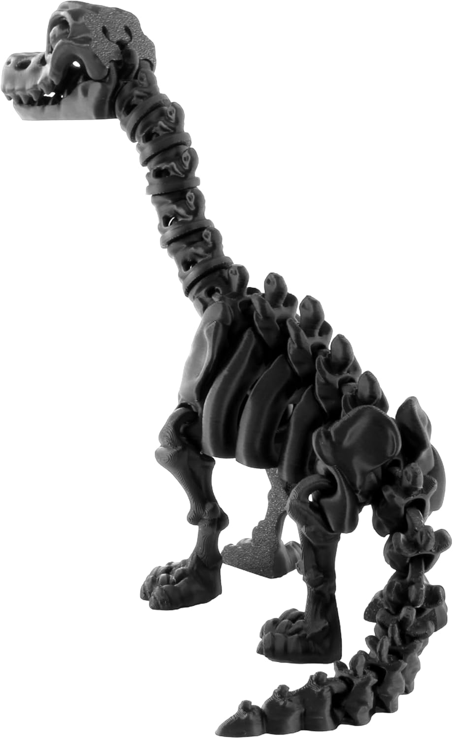 Alt View 2. JuzToys - 3D Printed Skeleton Brachiosaurus, Prehistoric Collectible Articulating Dinosaur Figurine Desk Décor Black by PowerTRC - Black.