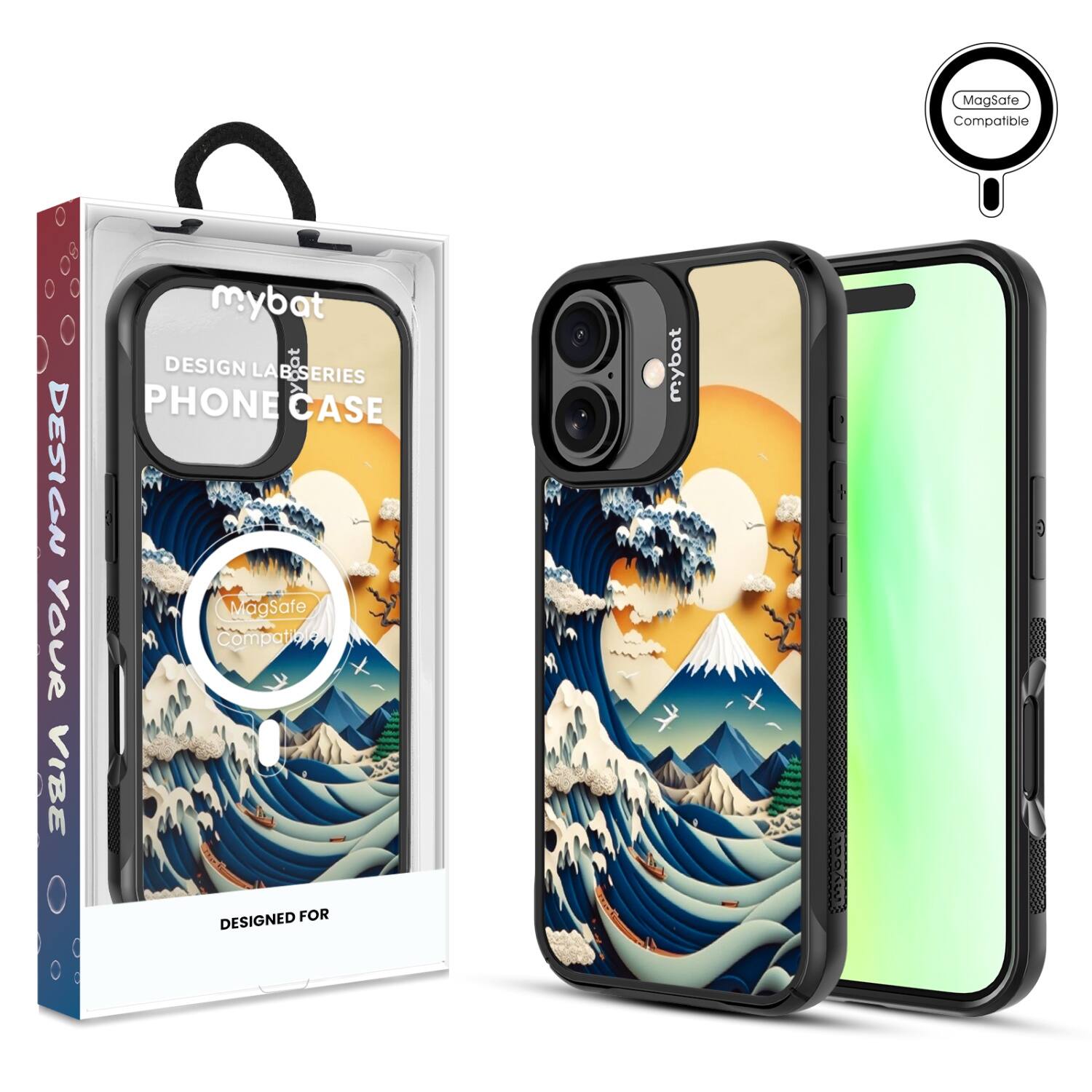 MagSafe Compatible  
DESIGN YOUR VIBE  
mybat  
DESIGN LAB SERIES  
PHONE CASE  
MagSafe Compatible  
DESIGNED FOR