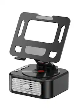 Skanty Furniture - Wireless Bluetooth speaker with tablet stand, Foldable, Adjustable Angle, Anti-Slip Base, HD Surround Sound for Desk - Black