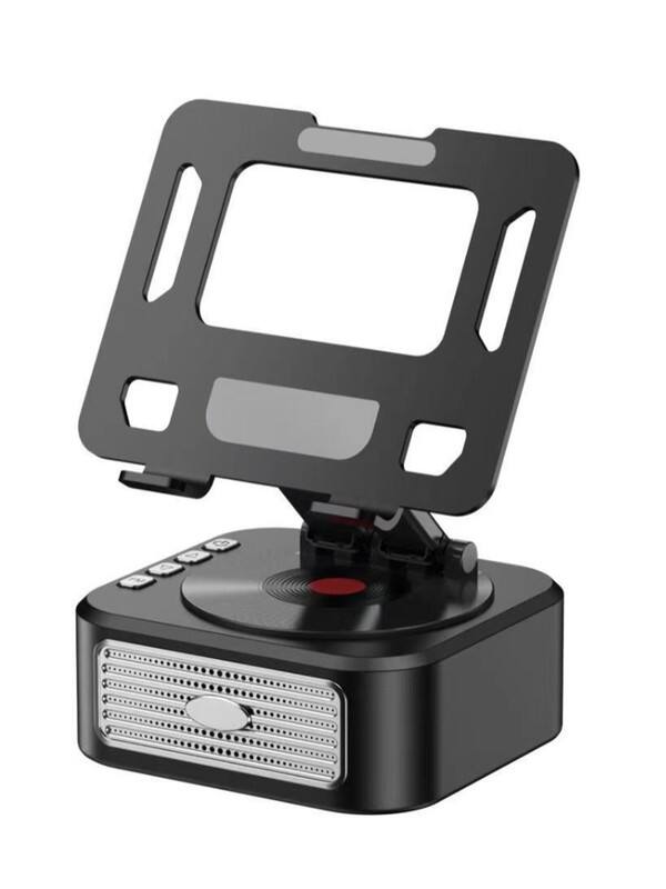 Front. Skanty Furniture - Wireless Bluetooth speaker with tablet stand, Foldable, Adjustable Angle, Anti-Slip Base, HD Surround Sound for Desk - black.