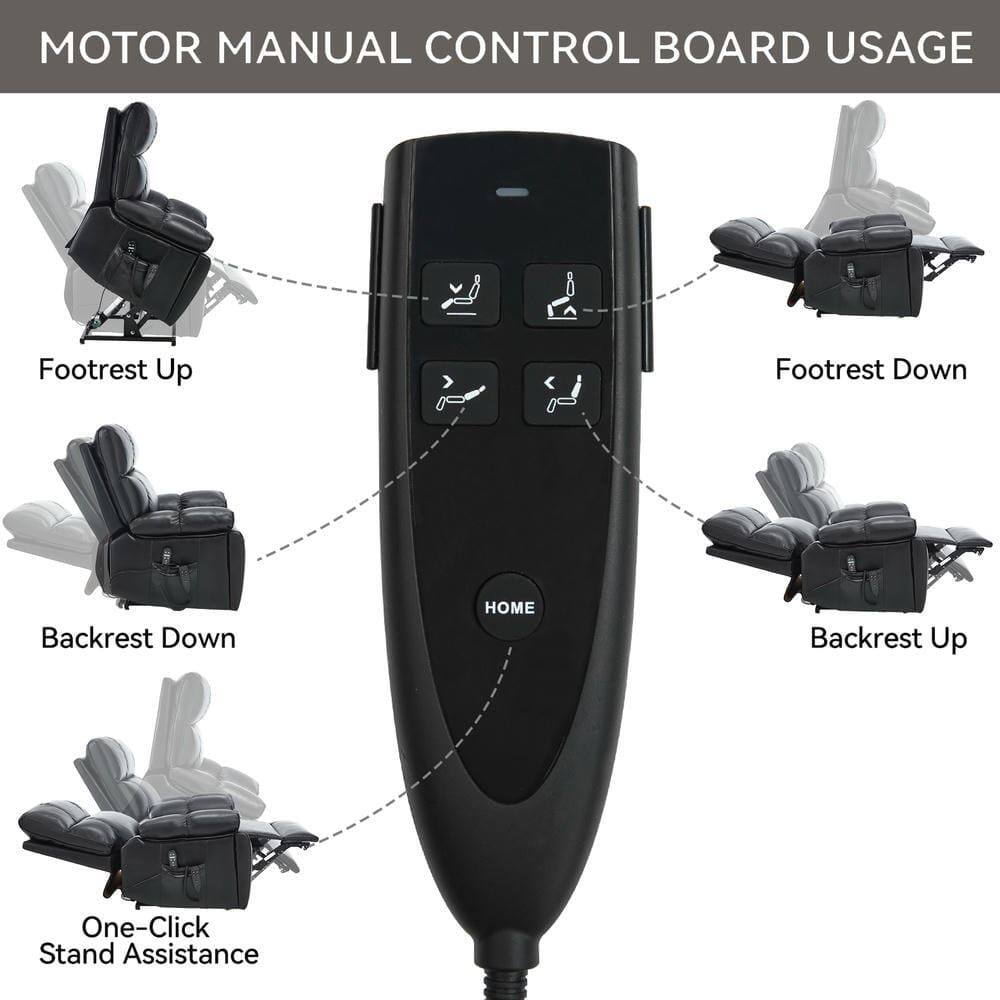 MOTOR MANUAL CONTROL BOARD USAGE

- Footrest Up
- Footrest Down
- Backrest Down
- Backrest Up
- HOME
- One-Click Stand Assistance