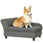 Front. Pawhut - Sofa Dog Sofa for Small Dogs with Storage - Gray.