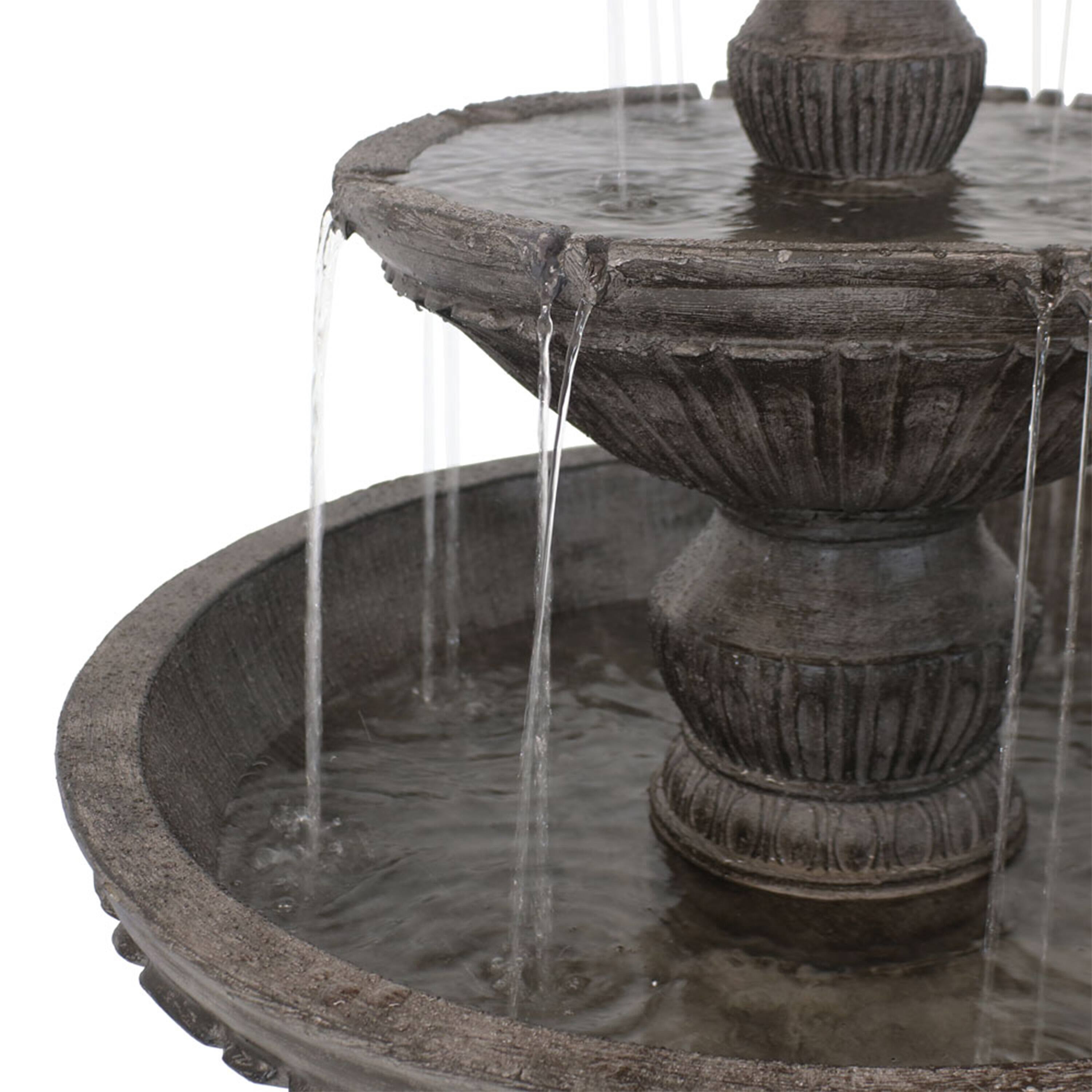 Alt View 10. Sunnydaze - Classic Designer Polystone Outdoor 3-Tier Fountain - Dark Brown.