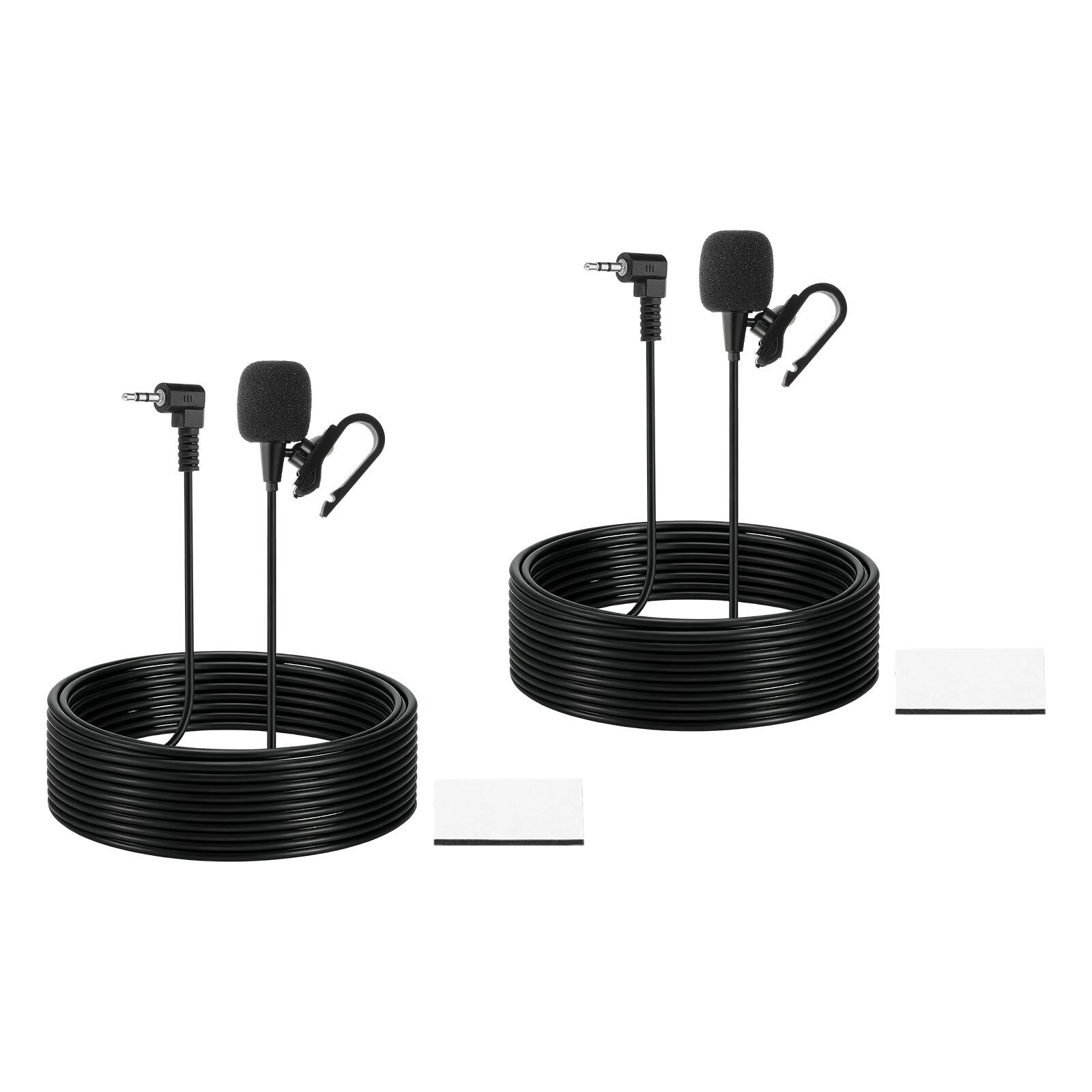 Front. Unique Bargains - Car Stereo Microphone 2.5mm Elbow 3-Pole External Mic Replacement 9.8ft Cable for Car GPS DVD 2 Set - Black.