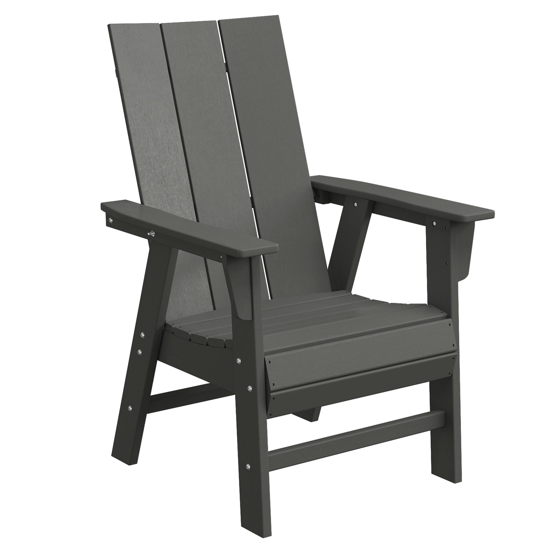 Left. WestinTrends - WestinTrends Ashore Outdoor Patio HDPE Plastic Modern Adirondack Dining Chairs (Set of 2) - Gray.