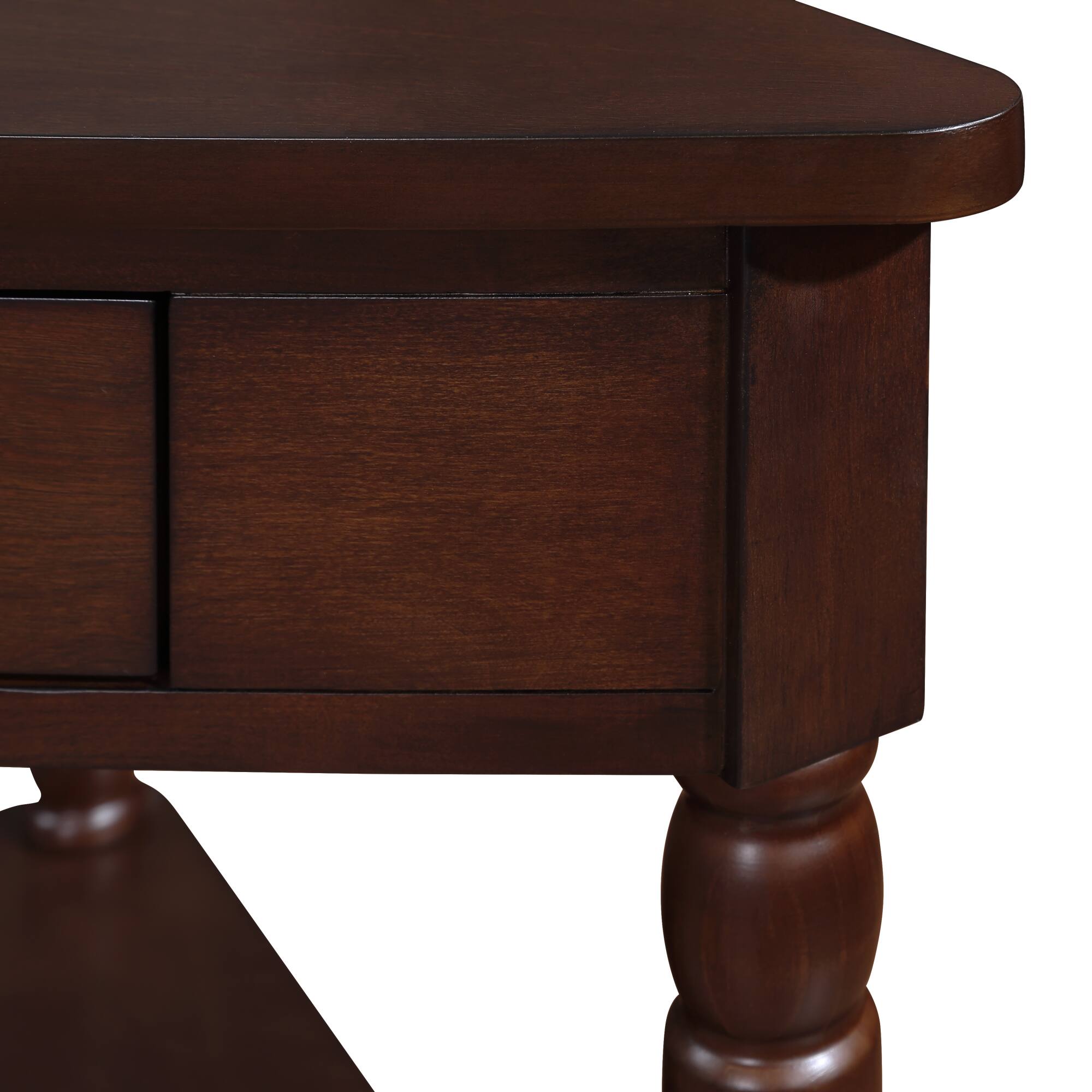 Alt View 2. GOODSILO - Compact Triangular Corner Table with Three Tiers for Space-Saving Storage and Display - Light Espresso.