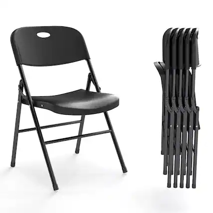 Front. Essen Blissed - 6 Pack Large Back Folding Chair for Indoor Outdoor Events, Wedding, Party, Restaurant, Meeting Room Black - Black.