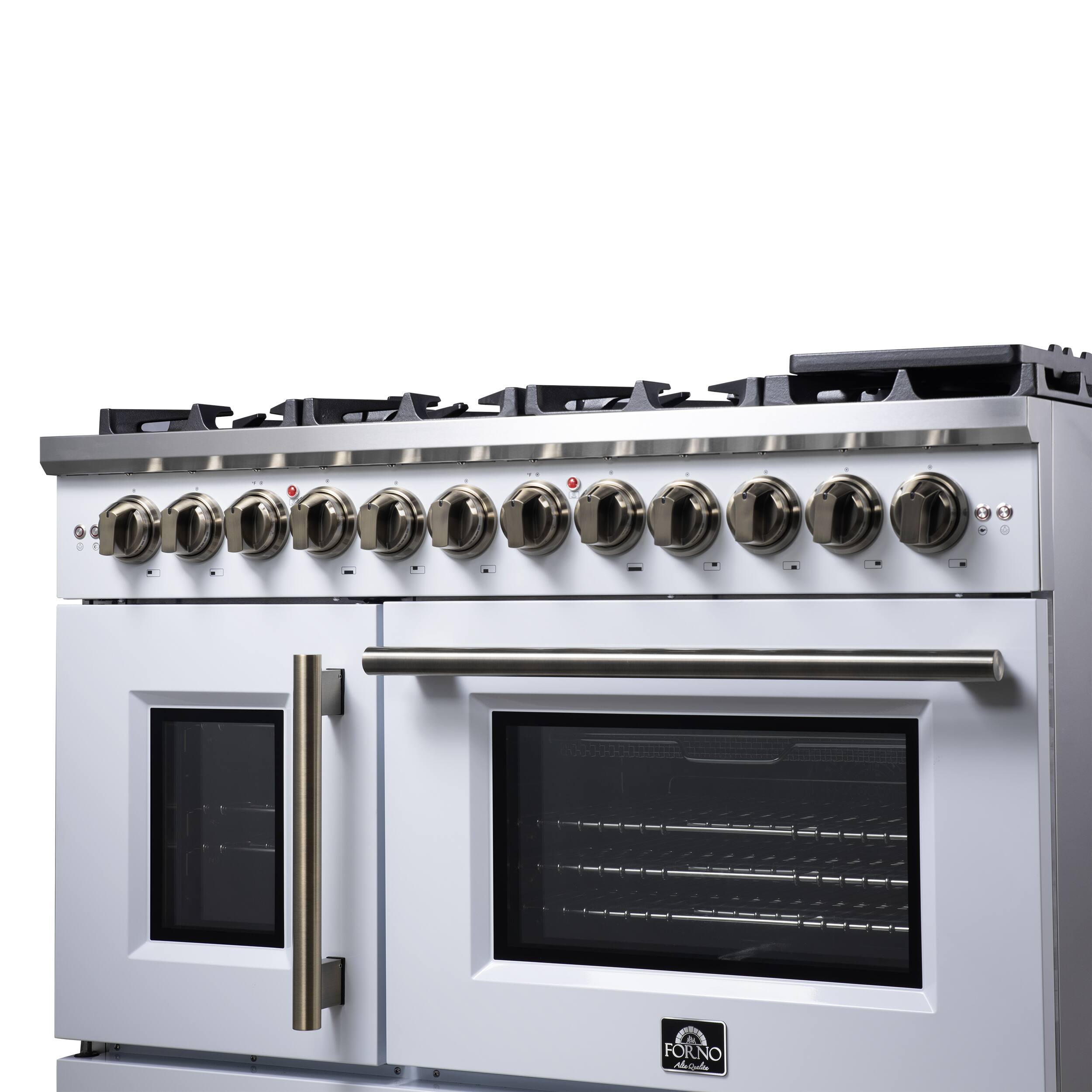Alt View 5. Forno Appliances - Capriasca 6.58 Cu. Ft. Freestanding Dual Fuel True Convection Range with French Doors - White.