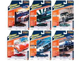 "Classic Gold Collection" 2023 Set A of 6 Cars Release 1 1/64 Diecast Model Cars by Johnny Lightning - Multicolor