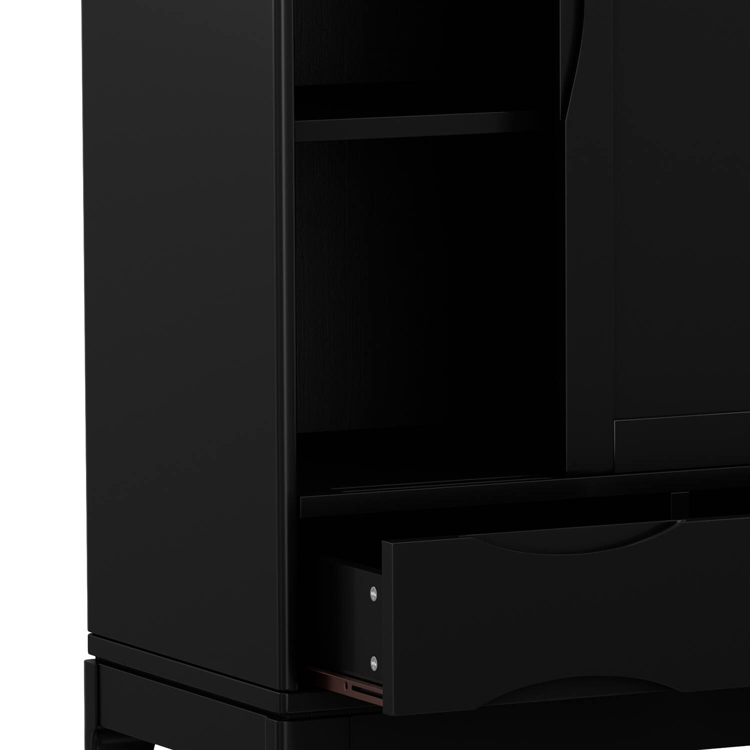 Alt View 5. Simpli Home - Harper 48 inch Wide Solid Hardwood Mid-Century Modern Medium Storage Cabinet in Black - Black.