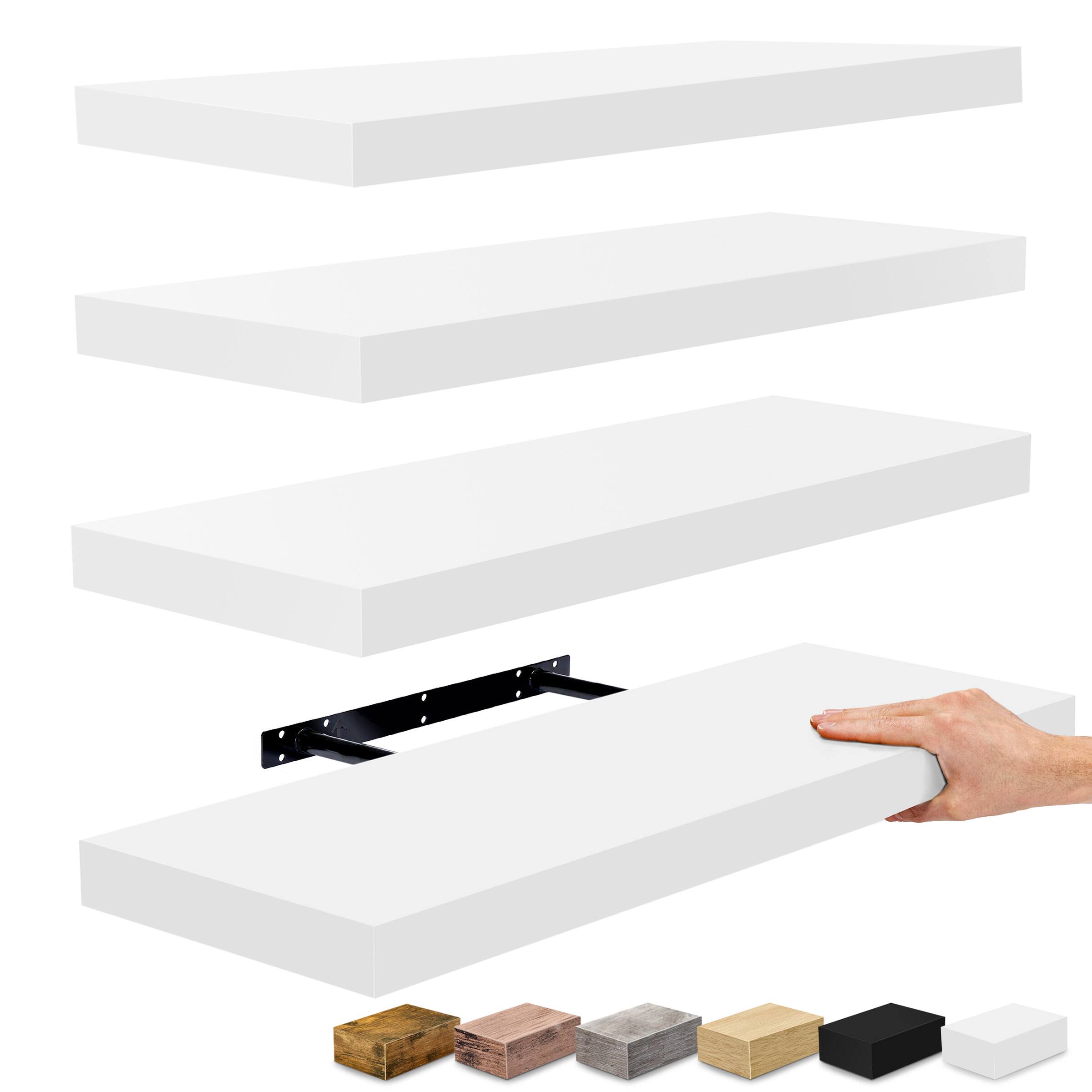 Sorbus - 24 x 9 Inch 4 Pack Wall Mounted Floating Wood Shelves - for Bedroom, Kitchen, Living Room, Bathroom - White