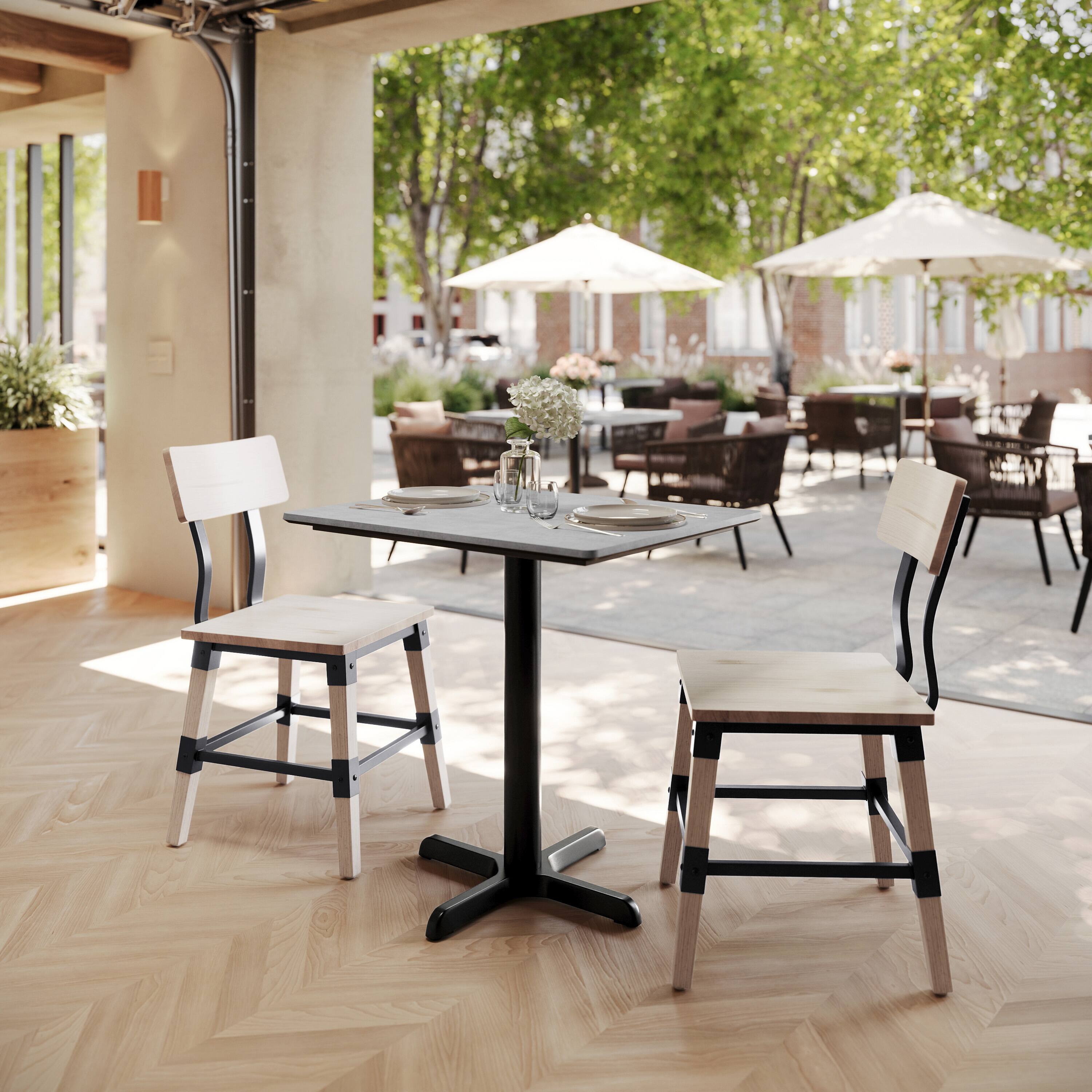 Alt View 1. Emma + Oliver - PureShield Tabletop with Seam-Free Surface Innovation and Table Height X-Base - Gray Faux Concrete/Black Base.