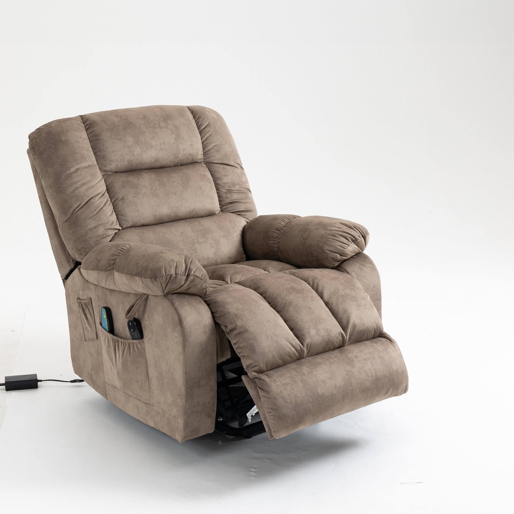 Alt View 4. Boyel Living - Power Lift Recliner For Elderly 8 Point Massage Lumbar Heating Steel Frame Living Room Furniture - Camel.