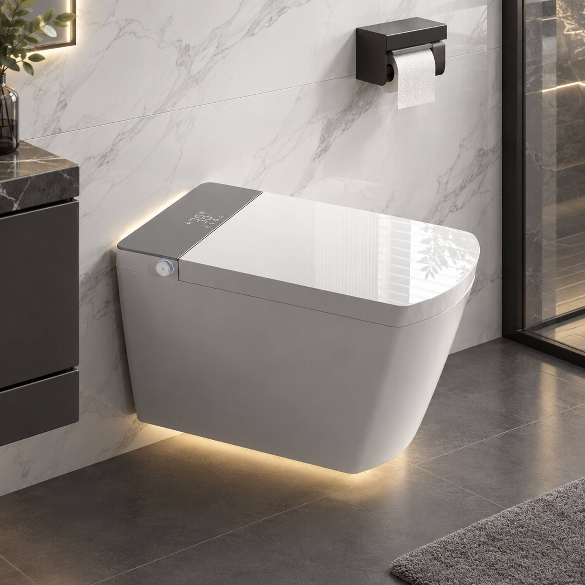 RYHNUYNE Modern Integrated Smart Toilet, Auto Open and Close Lid Heated ...