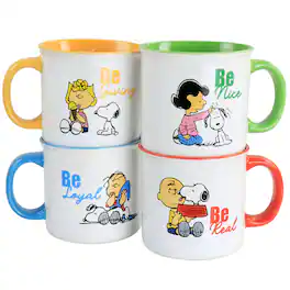 Peanuts - Gentle Reminders Stoneware 4 Piece 21oz Mug Set Designs - Assorted