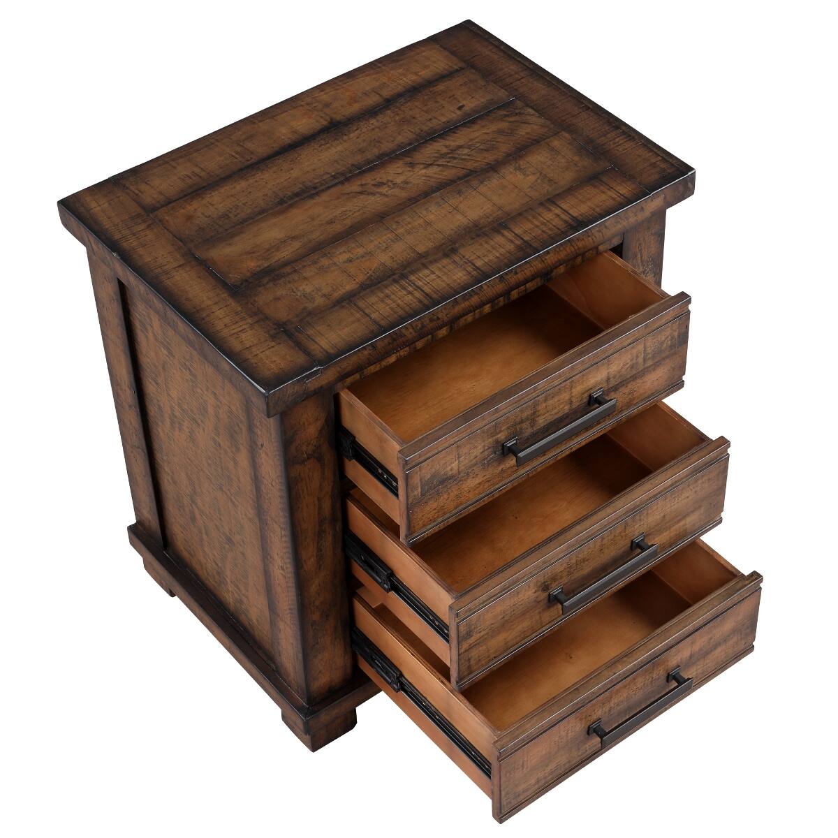 Alt View 2. Loheer - Loheer Three Drawer Nightstand Reclaimed Pine Wood Farmhouse Bedside Table - Natural.