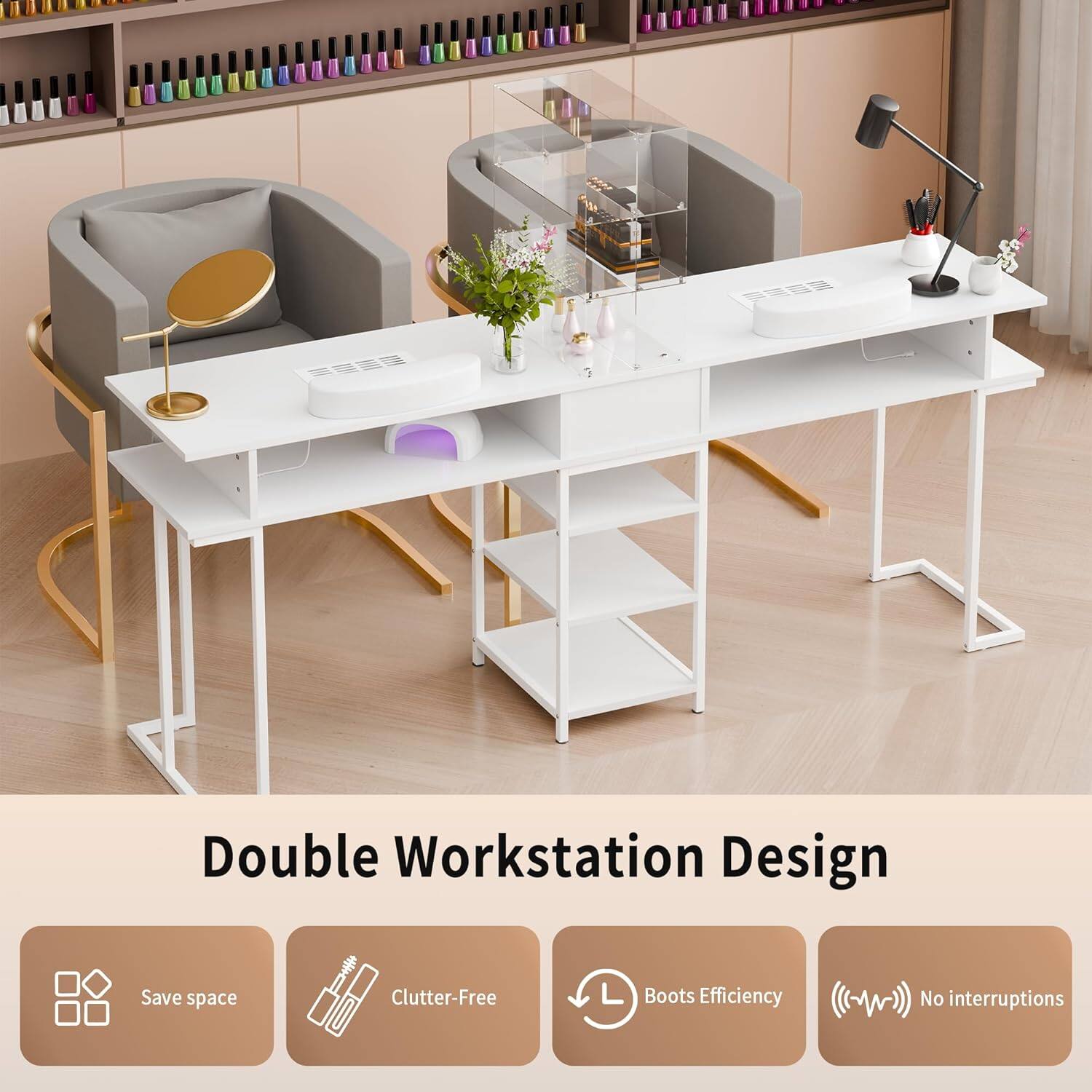Double Workstation Design

- Save space
- Clutter-Free
- Boots Efficiency
- No interruptions