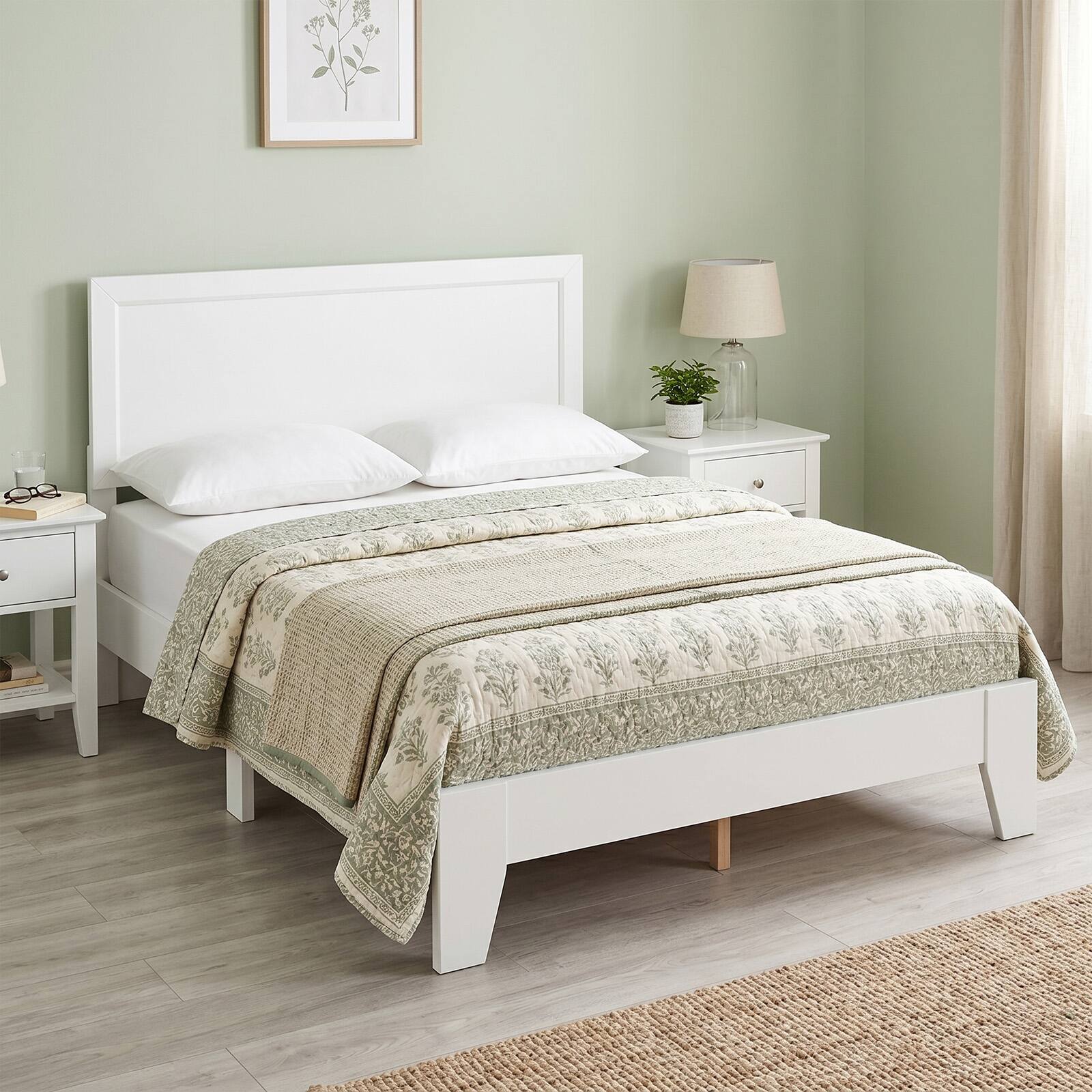 Alt View 5. Costway - Costway Queen Size Bed Frame, Modern Platform Bed with Headboard, Under-bed Storage Space - White.