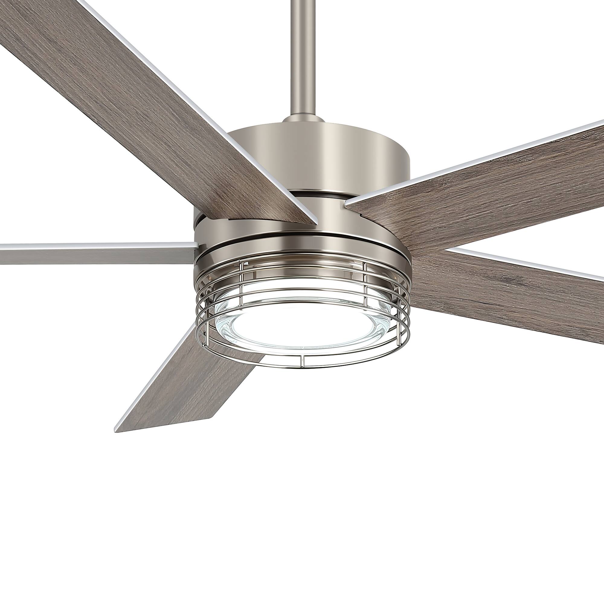 Alt View 10. Breezary - 52-Inch LED Ceiling Fan with 5 Reversible Blades, Dimmable 3-Color Light, Quiet DC Motor & Remote, 6&10" Downrods - 52-Inch Brushed Nickel.