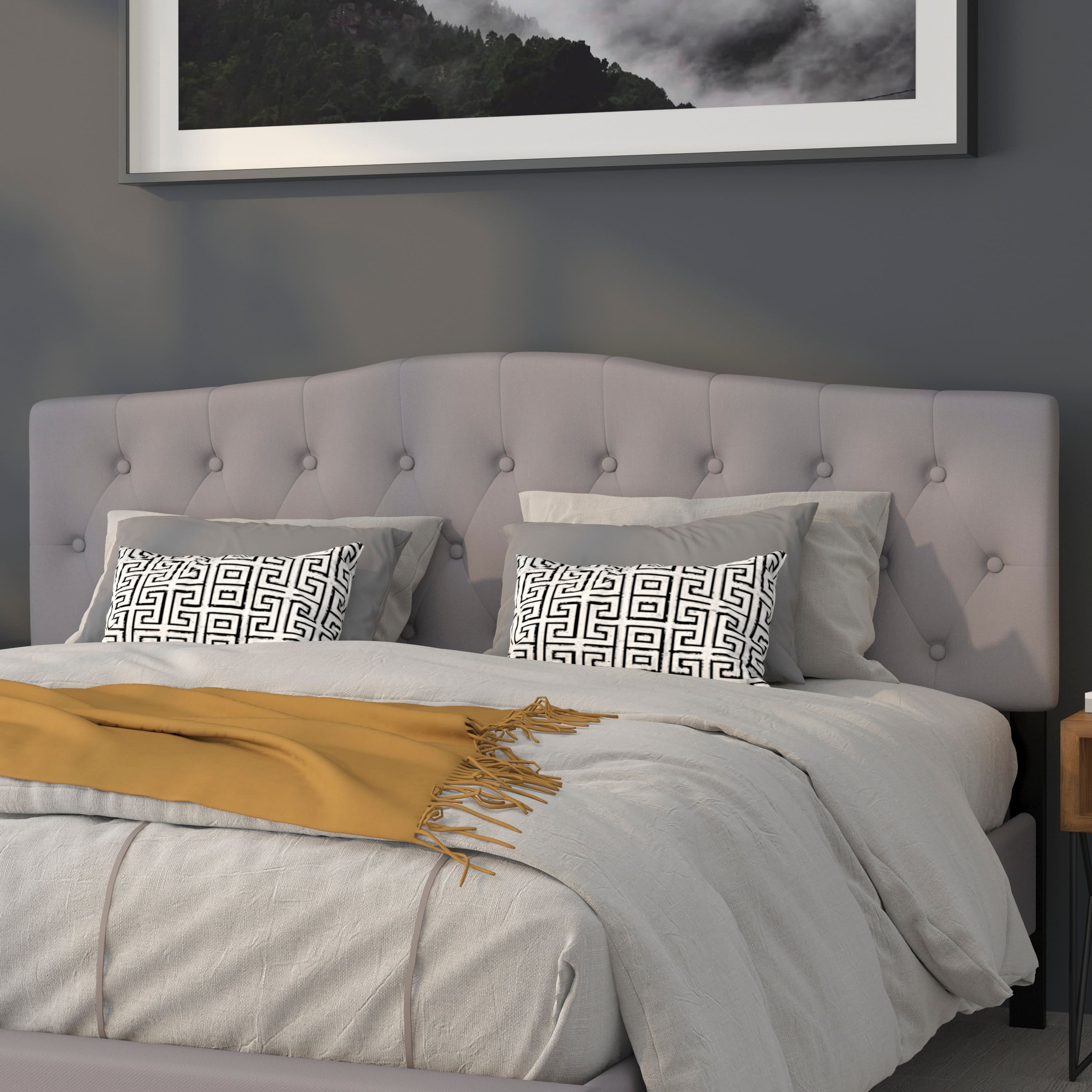 Emma + Oliver - Arched Button Tufted Upholstered Headboard - Light Gray price history on PriceWatchPro