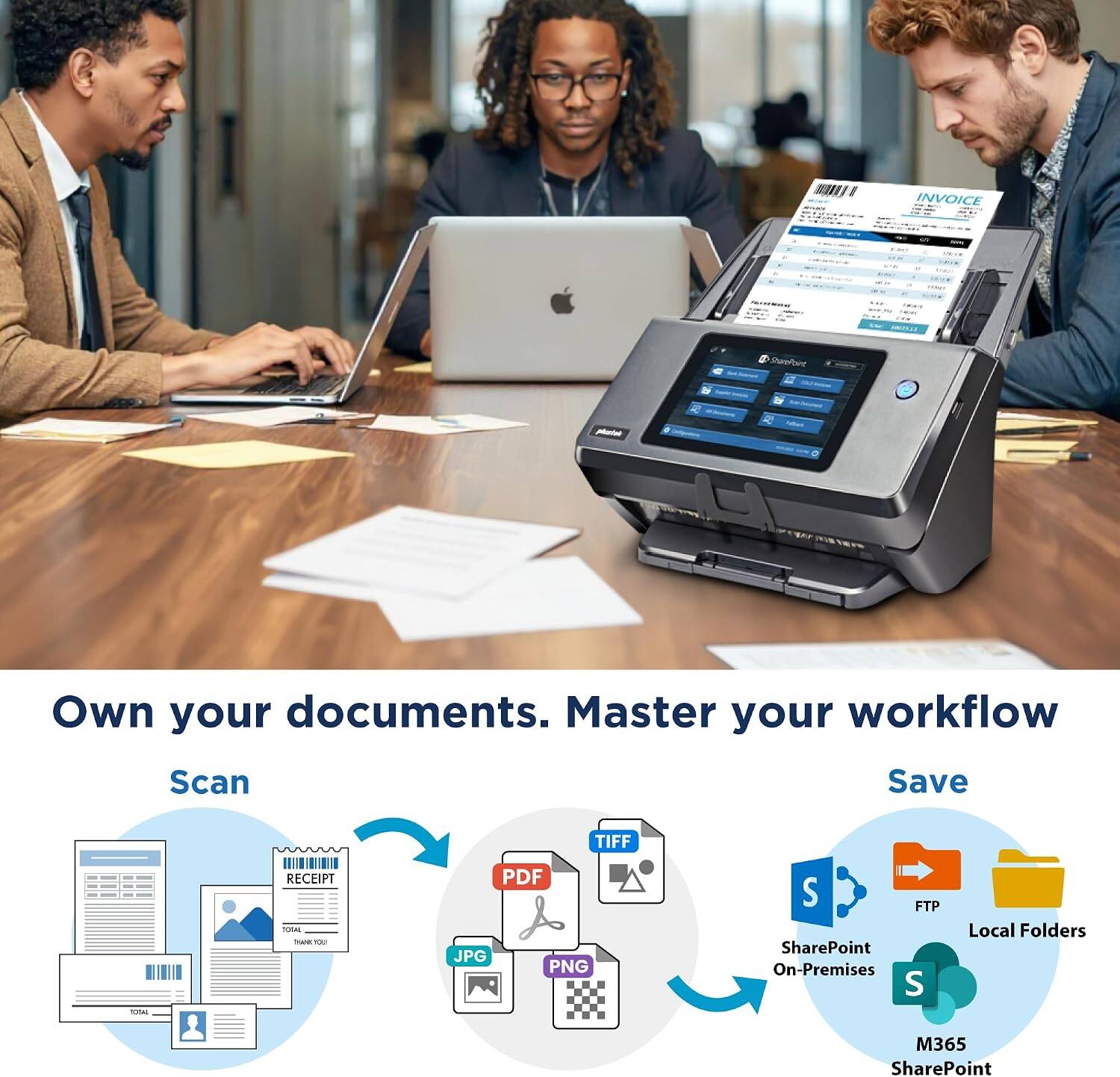 I INVOICE Pareler - Own your documents. Master your workflow

Scan Save TIFF PDF JPG PNG

S SharePoint On-Premises S Local Folders M365 SharePoint