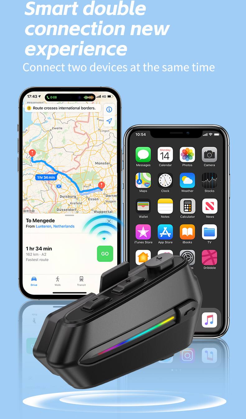 Smart double connection new experience  
Connect two devices at the same time  

17:43  
80-0  
lt..  
4G Heerenveen  
Route crosses international borders.  
i Mes Go Zwolle Lingen  
10:54  
1 Mnster  
Messages Monday 14  
Calendar Photos Camera  
no 1 hr 34 min 5.7 Marl  
1 Duisburg. Dortm Essen Hagen Krefeld A 1260  
Maps  
Clock Weather Stocks  
Dsseldorf  
To Mengede From Lunteren, Netherlands  
1 hr 34 min 162 km A2 Fastest route  
Wallet iTunes Store Notes  
App Store Calculator iBooks News TV  
Dribbble Drive Walk Transit
