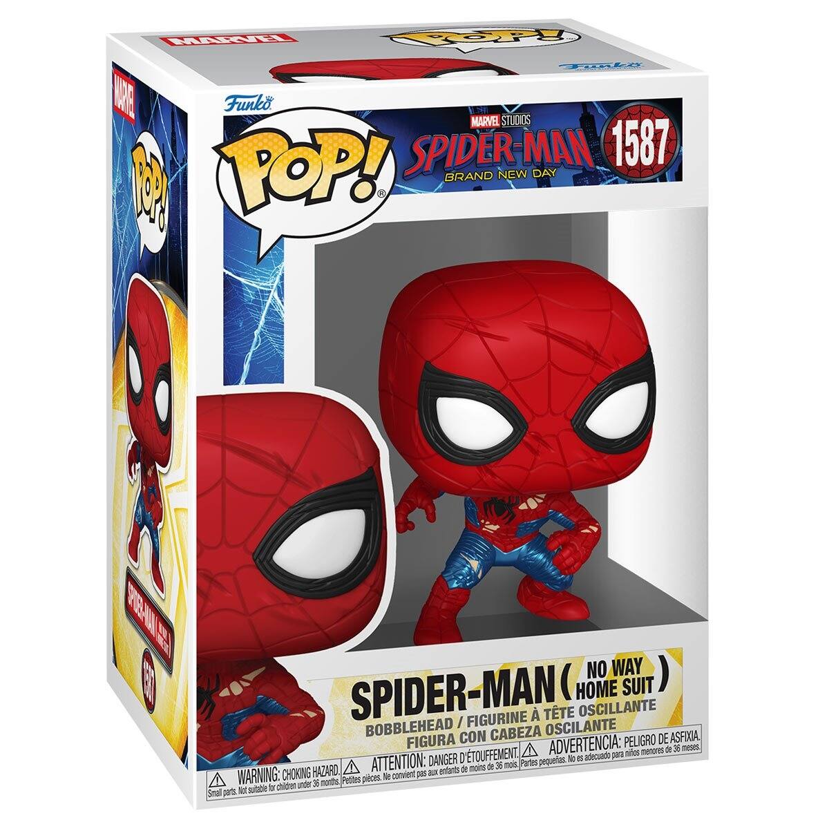 MALKI TOP le AR Funko STUDIOS MARVEL SPIDER-MAN 1587 M POP! BRAND NEW DAY F- NO WAY SPIDER-MAN (HOME SUIT) TTE OSCILLANTE BOBBLEHEAD FIGURINE OSCILANTE FIGURA CON CABEZA OSCILANTE ADVERTENCIA: PELIGRO DE ASFIXIA D'TOUFFEMENT ADVERTENCIA: DANGER pequeras N es de 36 mois. Partes HAZARD entants d moins WARNING: CHOKING N convient O au D6 months Petites piaces br chidren under Small p Net subabie