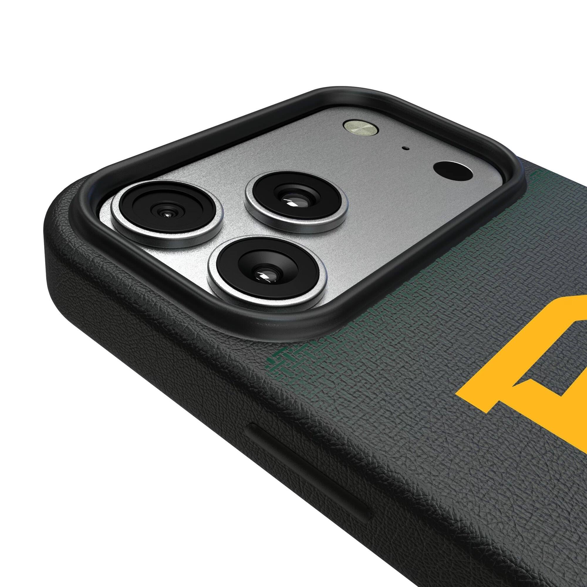 Alt View 2. Keyscaper - Baylor Bears Linen Logo iPhone Magnetic Bump Case - 16 Plus - Black.
