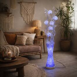 FC Design - 56"H Glitter Vase with Red Flame Petal Floral LED Floor Lamp