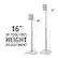 42" of tool-free height adjustment 16" of toll-free height adjustment 26"