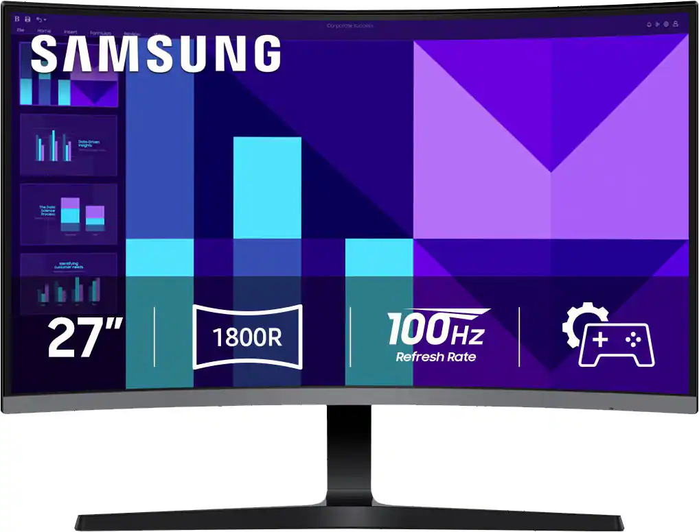 Samsung - 27" S39GD Series Curved FHD 100Hz Monitor with Built-in Speakers (HDMI, D-Sub) - Black