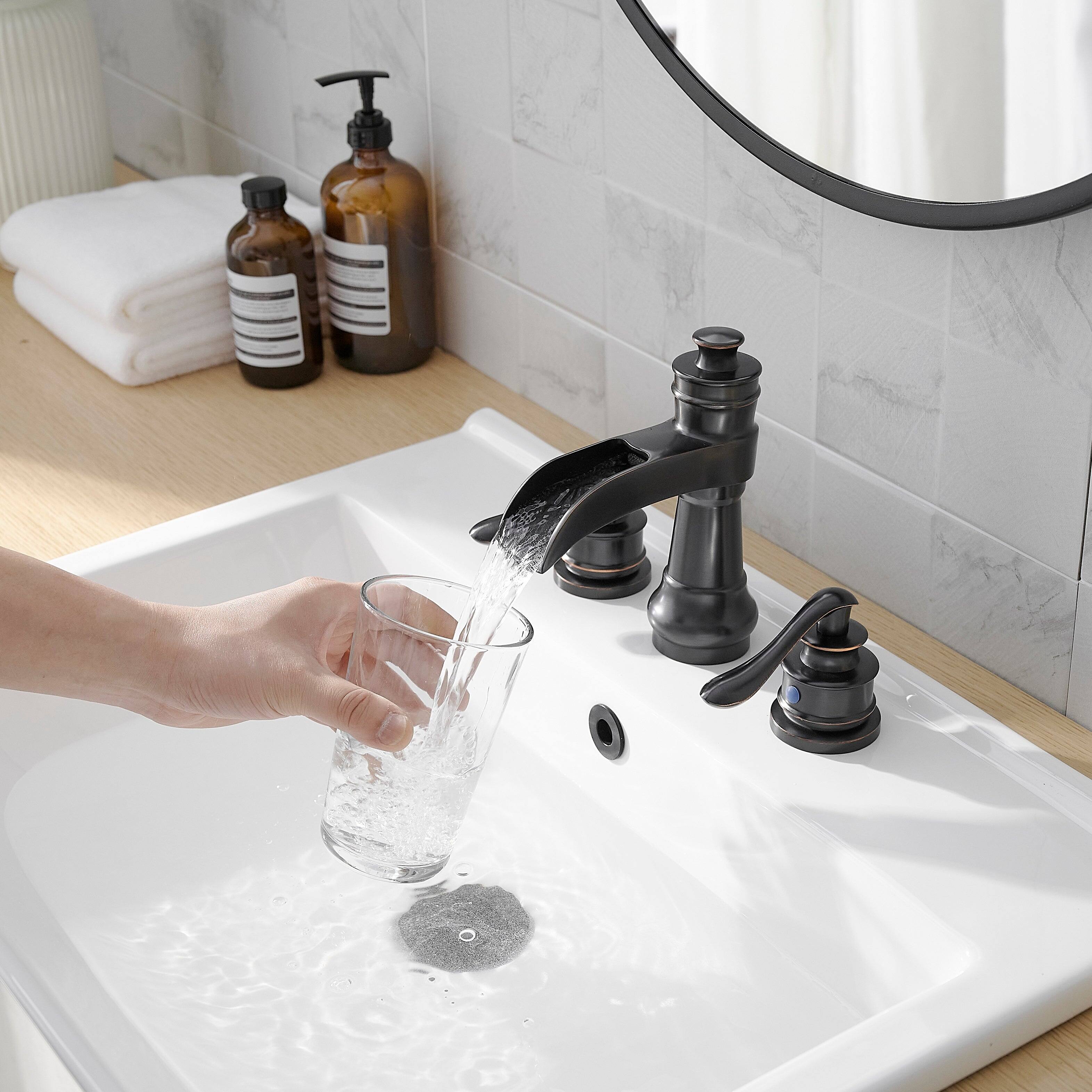 Alt View 9. Boyel Living - Waterfall 8-Inch Widespread 2-Handle Bathroom Faucet with Drain Kit in Oil Rubbed Bronze - Oil Rubbed Bronze.